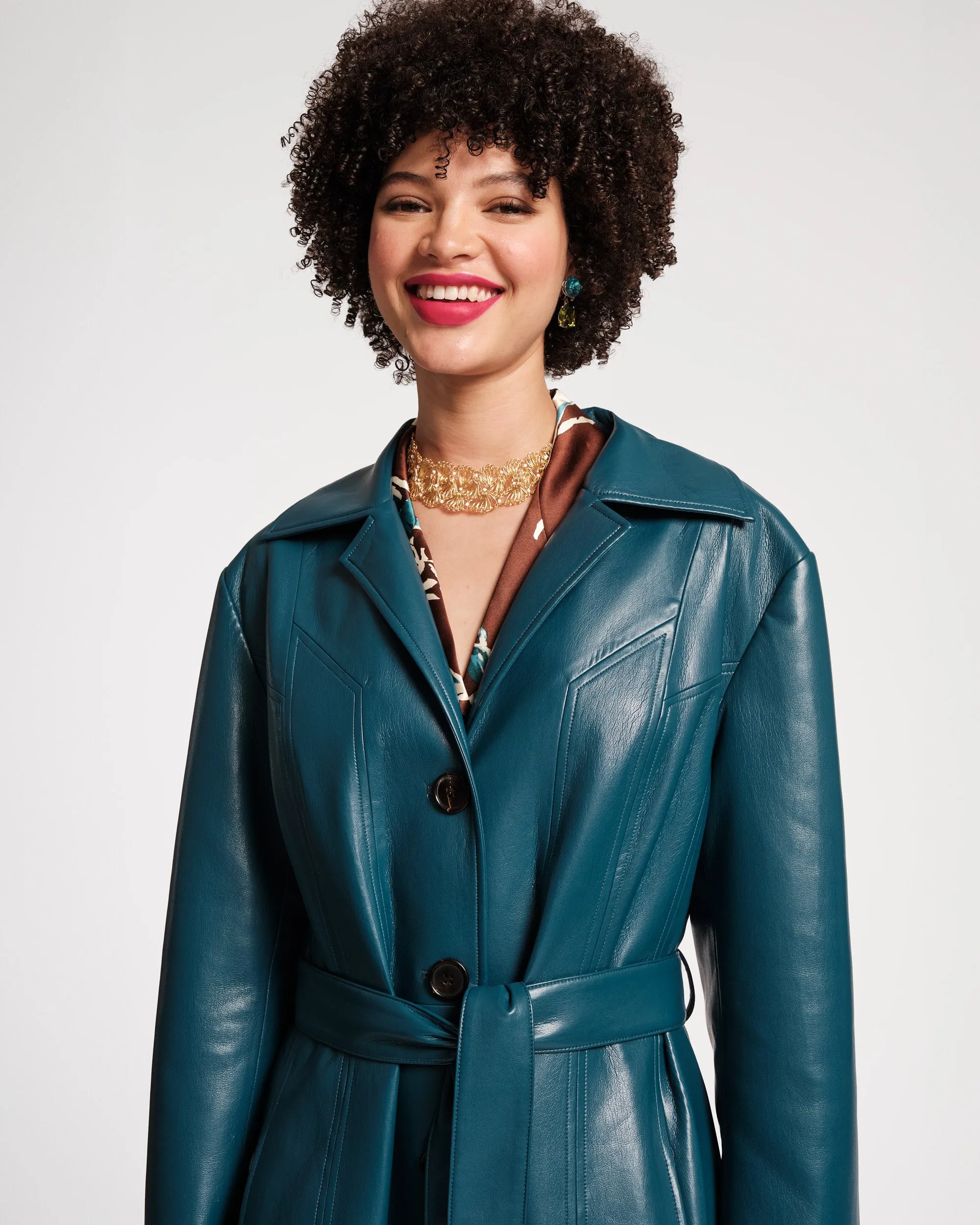 Chelsea Faux Leather Trench Coat