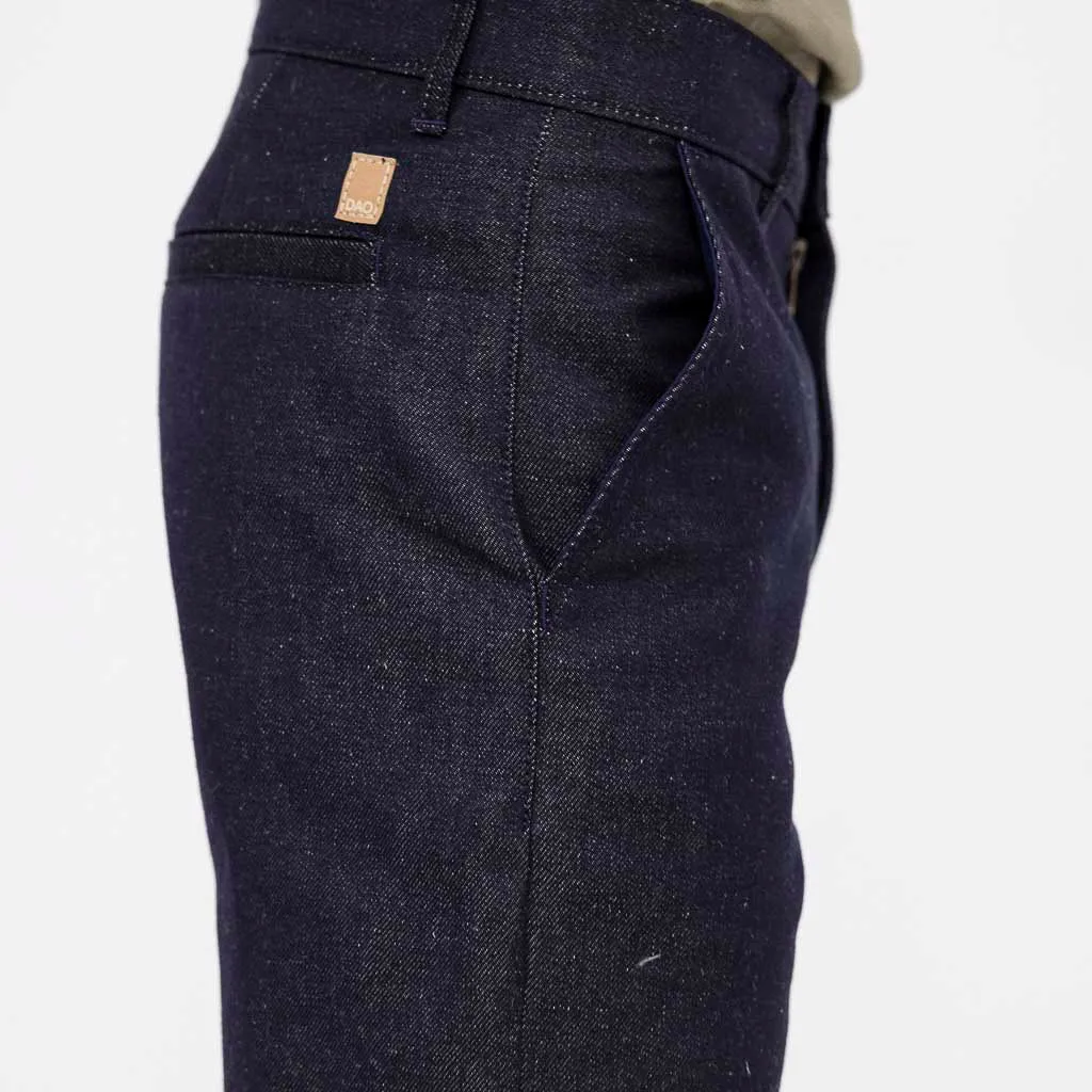 Chino Jeannot Denim Lin bleu brut coupe demi-slim