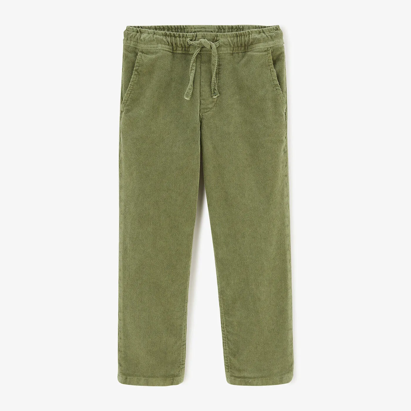 Chino velours 734 Junior avec taille élastique vert militaire