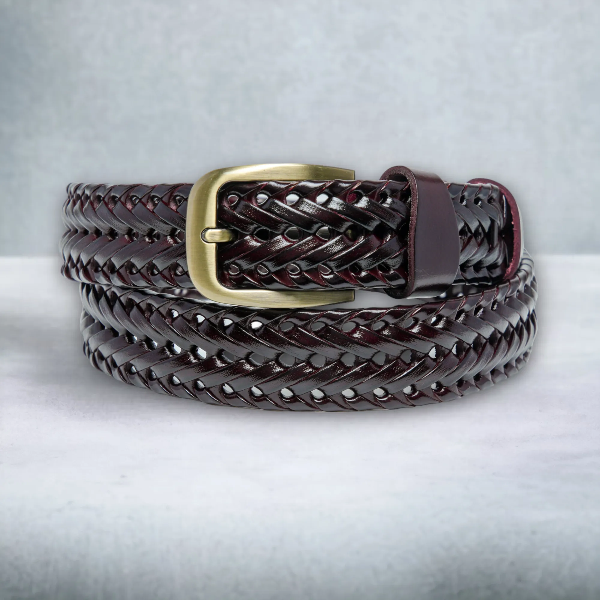 Chokore Unisex Braided Genuine Leather Belt (Maroon)