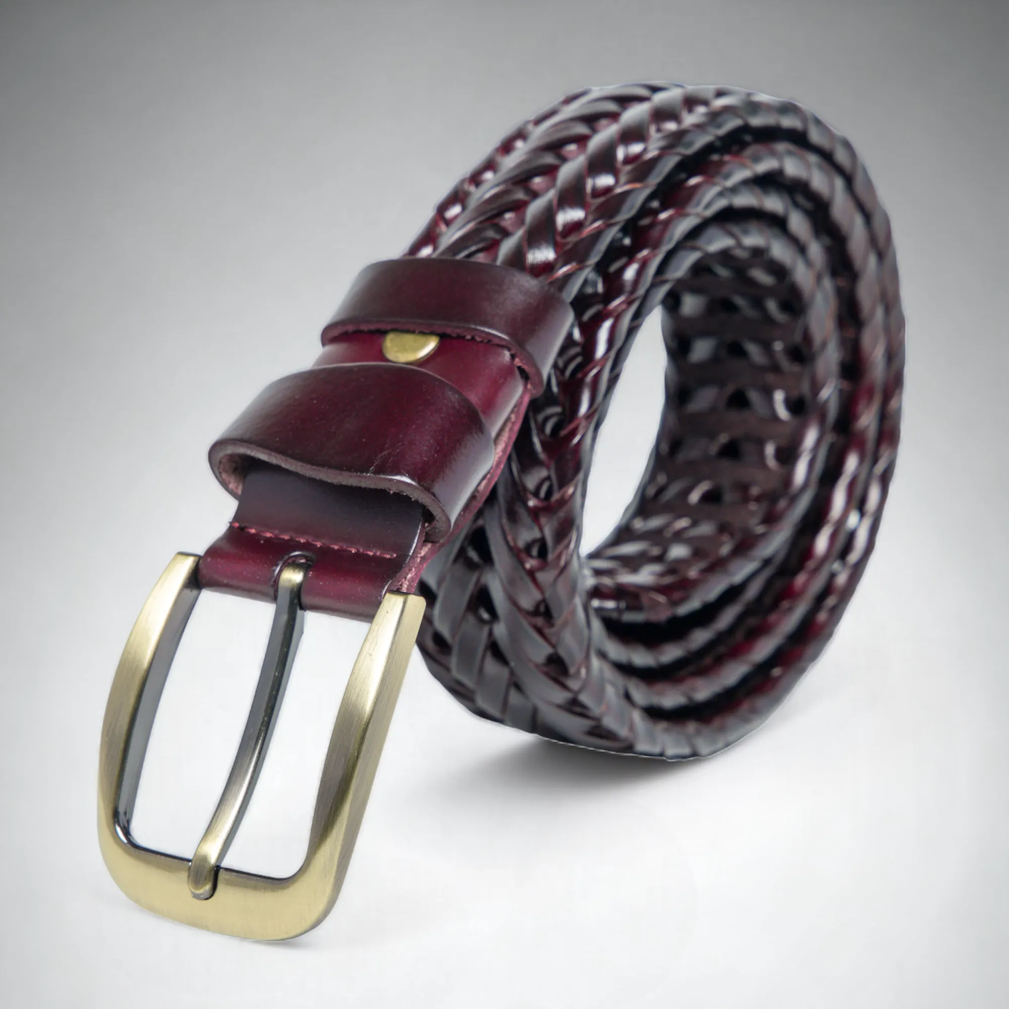 Chokore Unisex Braided Genuine Leather Belt (Maroon)