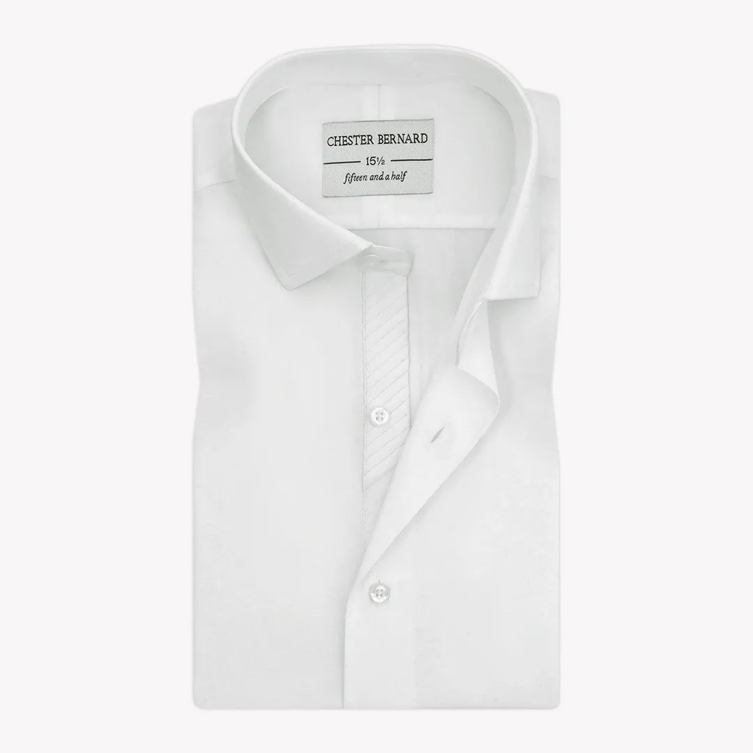 Classic Pure White With Pleated Formal Shirt OL-158