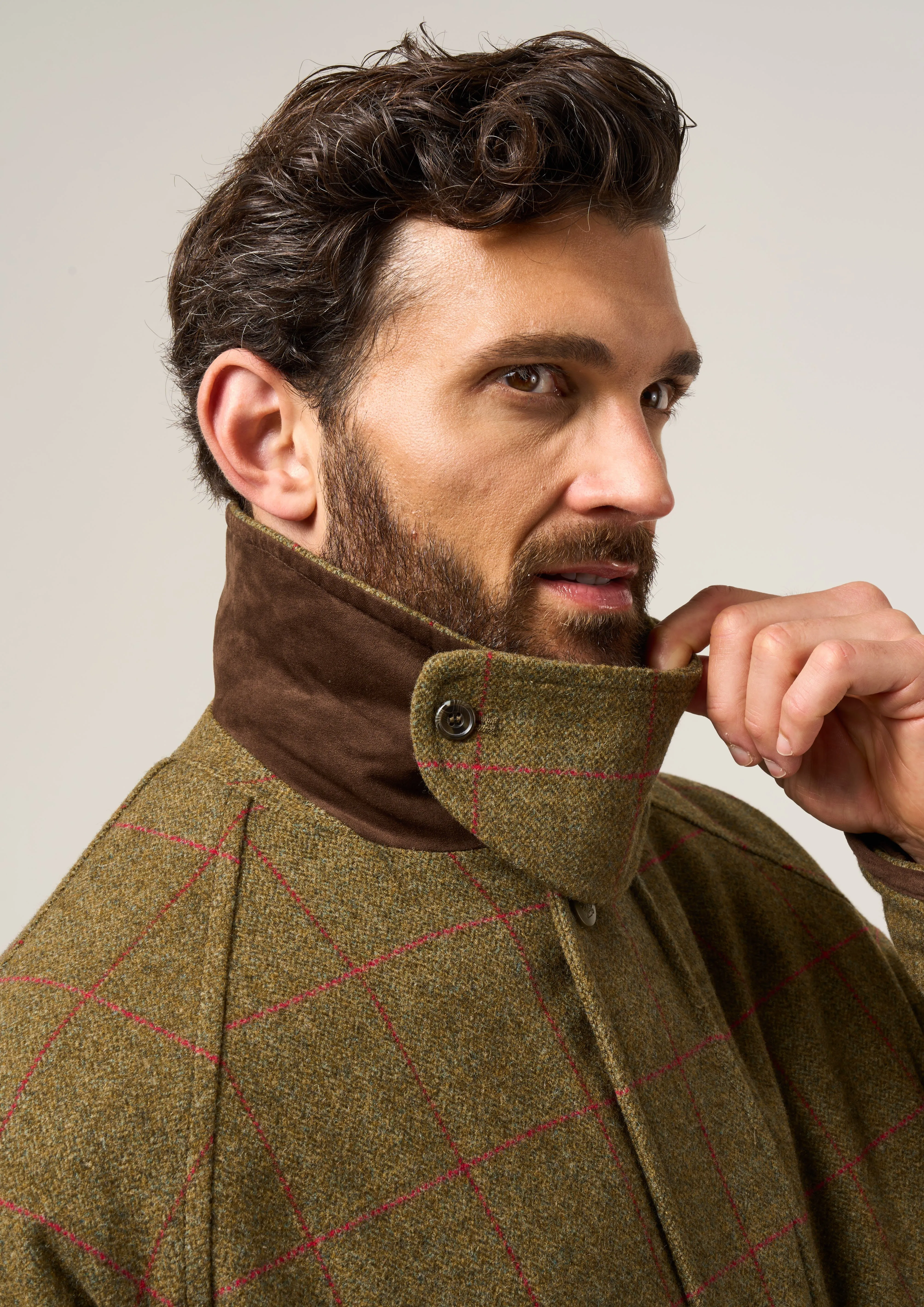 Combrook Men's Waterproof Tweed Coat In Sage - Regular Fit