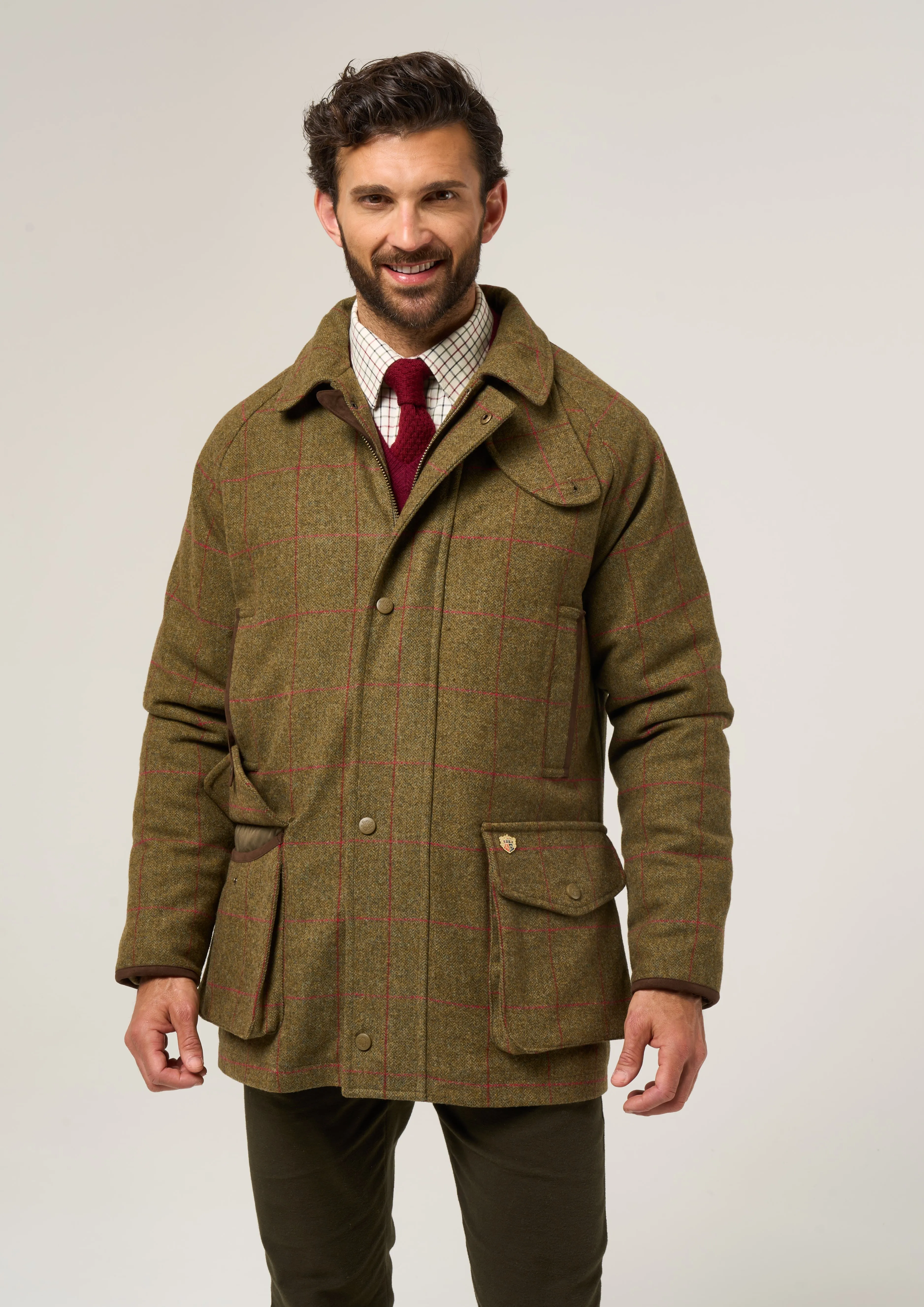 Combrook Men's Waterproof Tweed Coat In Sage - Regular Fit