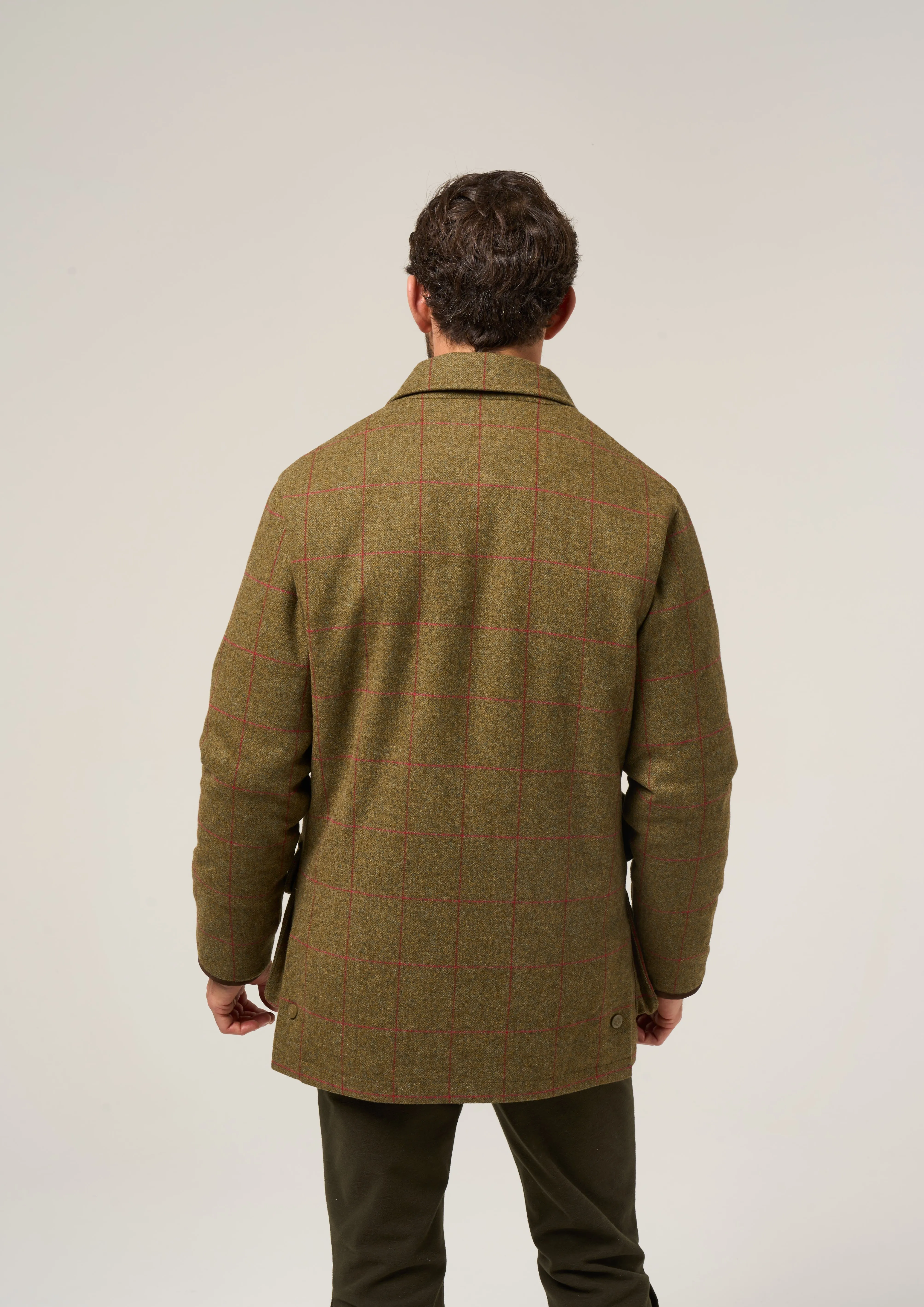 Combrook Men's Waterproof Tweed Coat In Sage - Regular Fit