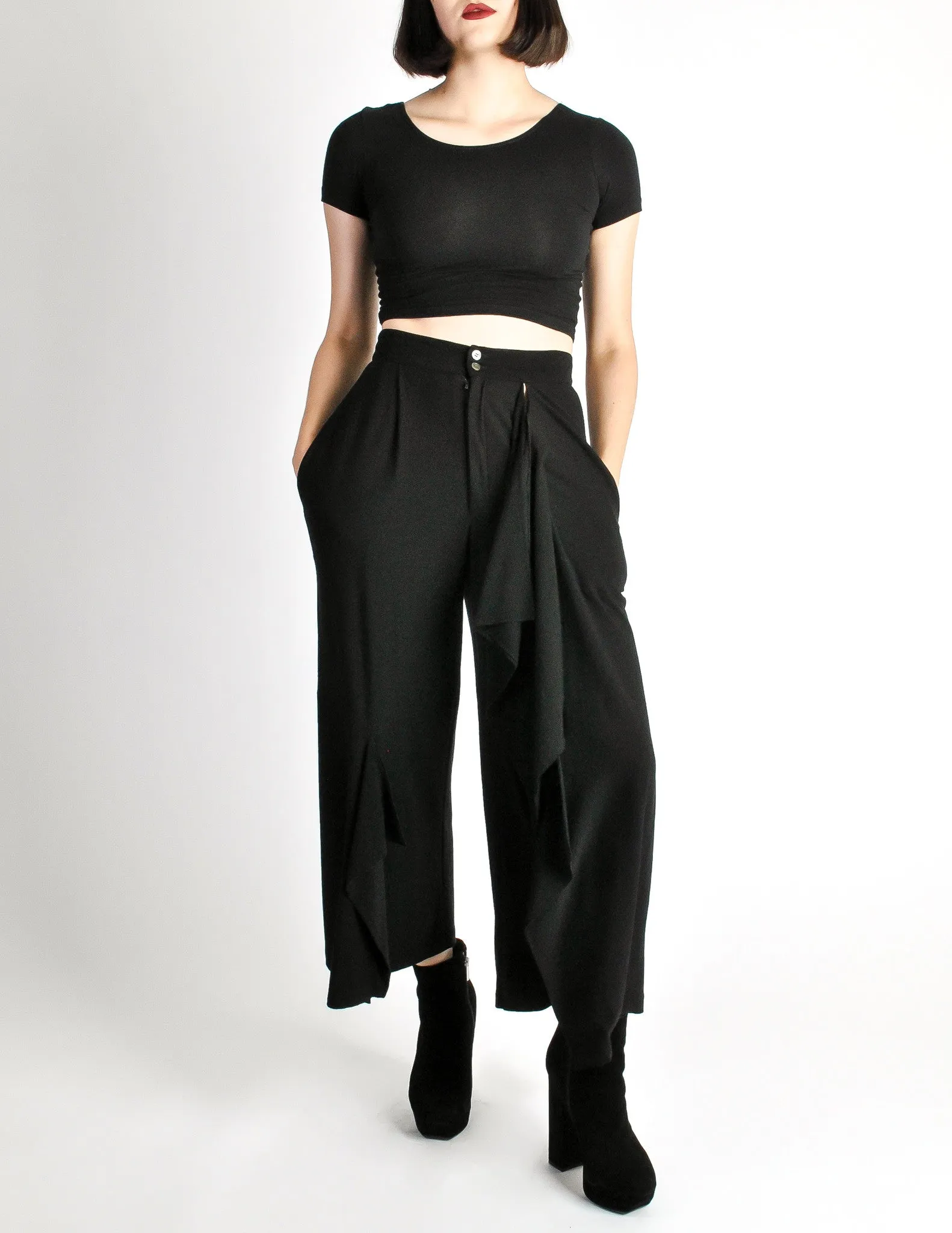 Comme des Garçons Vintage Black Wool Cropped Pants