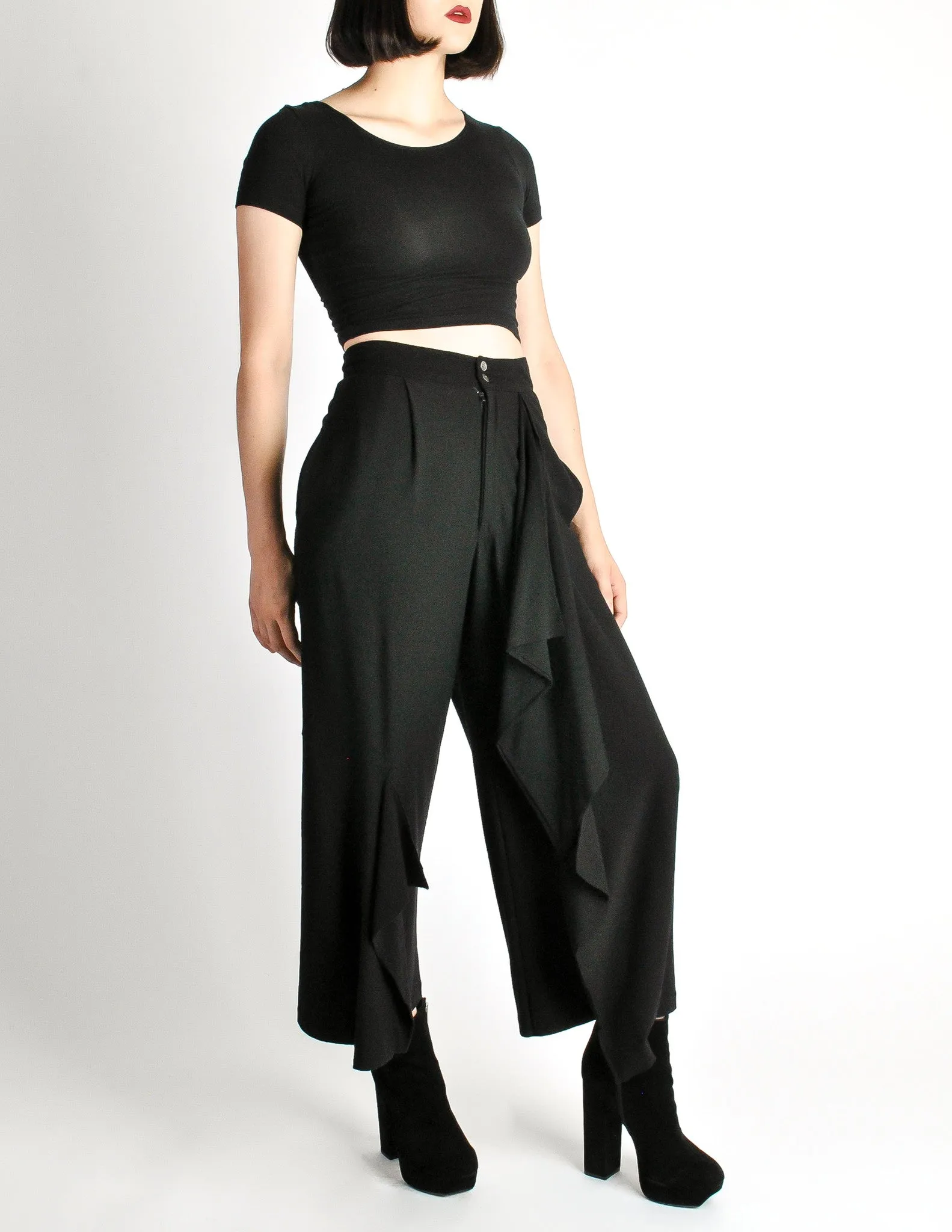 Comme des Garçons Vintage Black Wool Cropped Pants