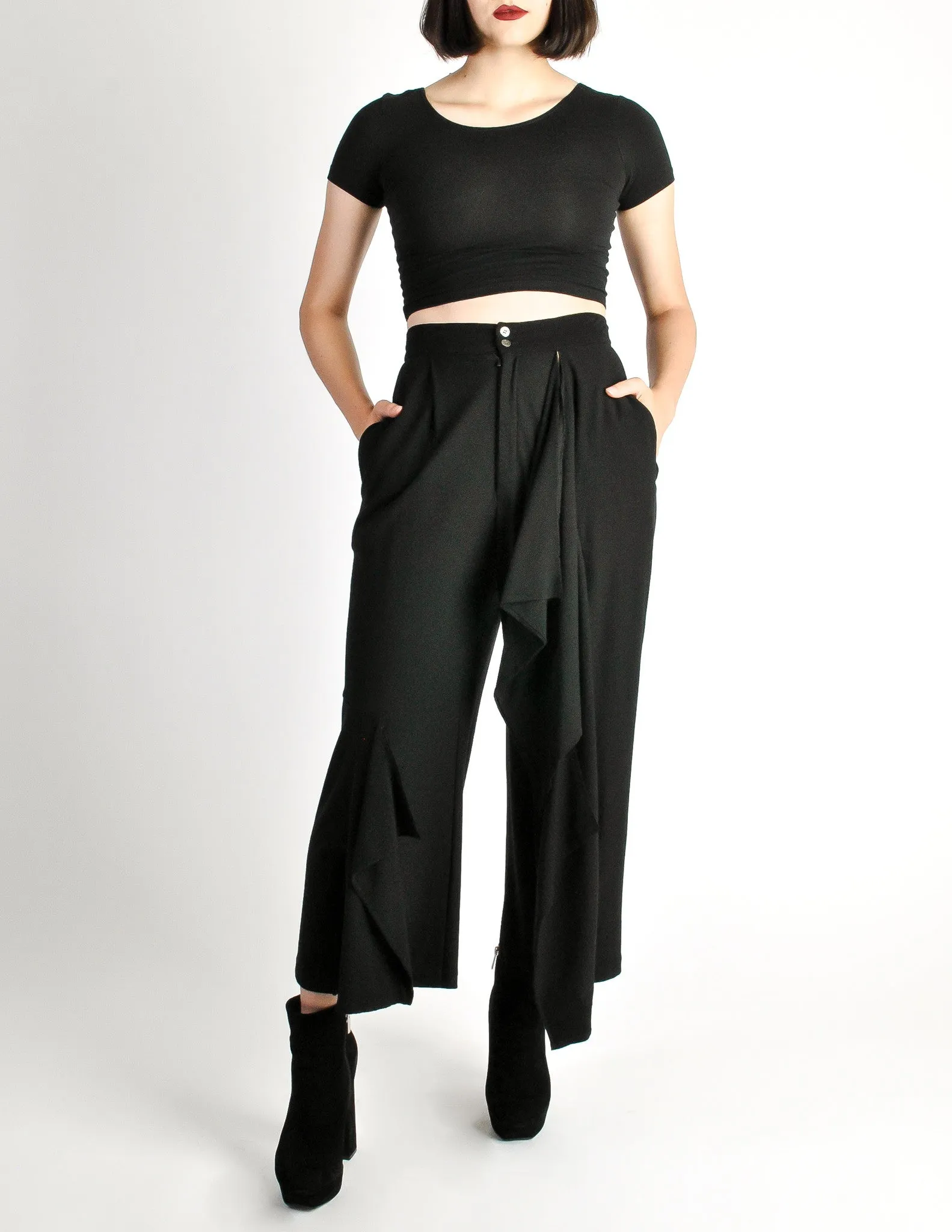 Comme des Garçons Vintage Black Wool Cropped Pants