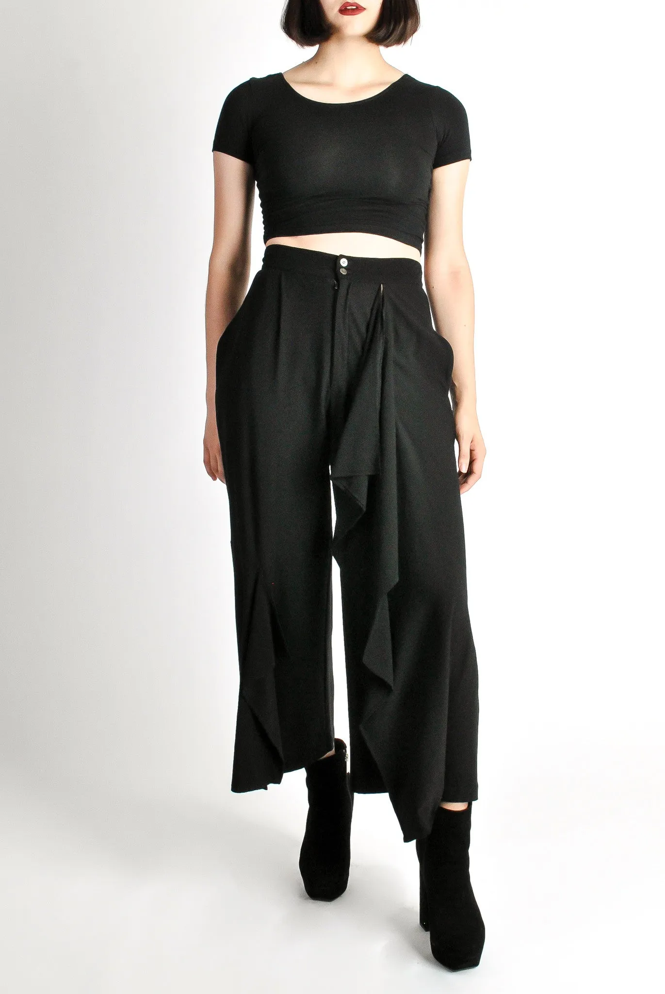 Comme des Garçons Vintage Black Wool Cropped Pants