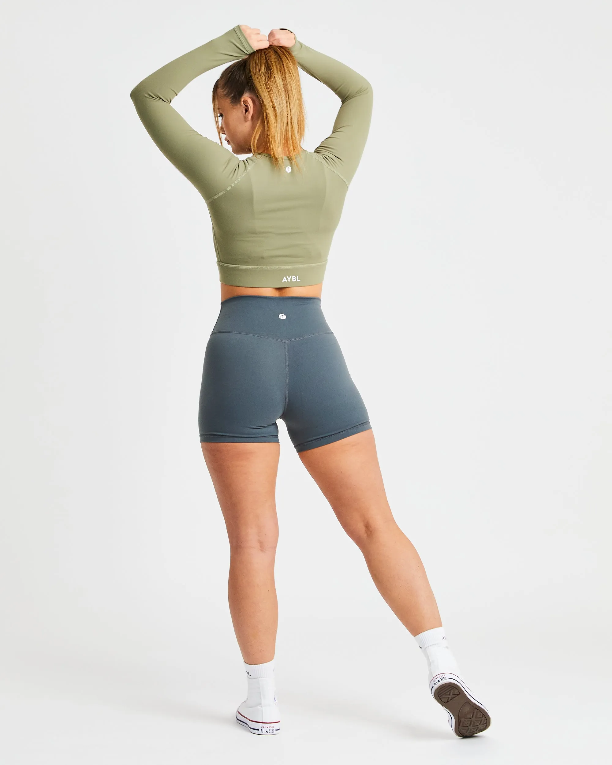 Core Long Sleeve Crop Top - Olive