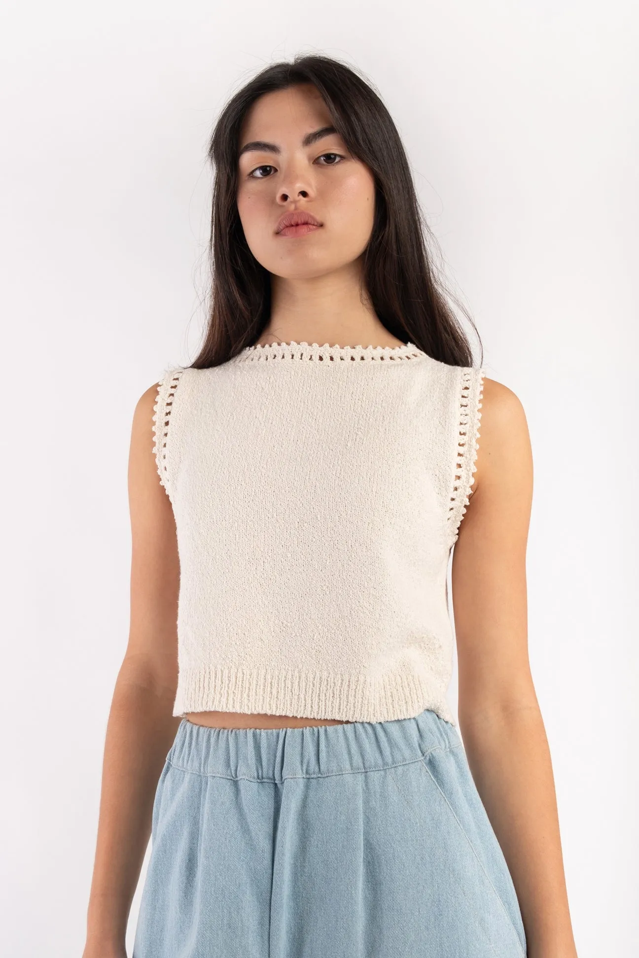 Cream Boucle Tank