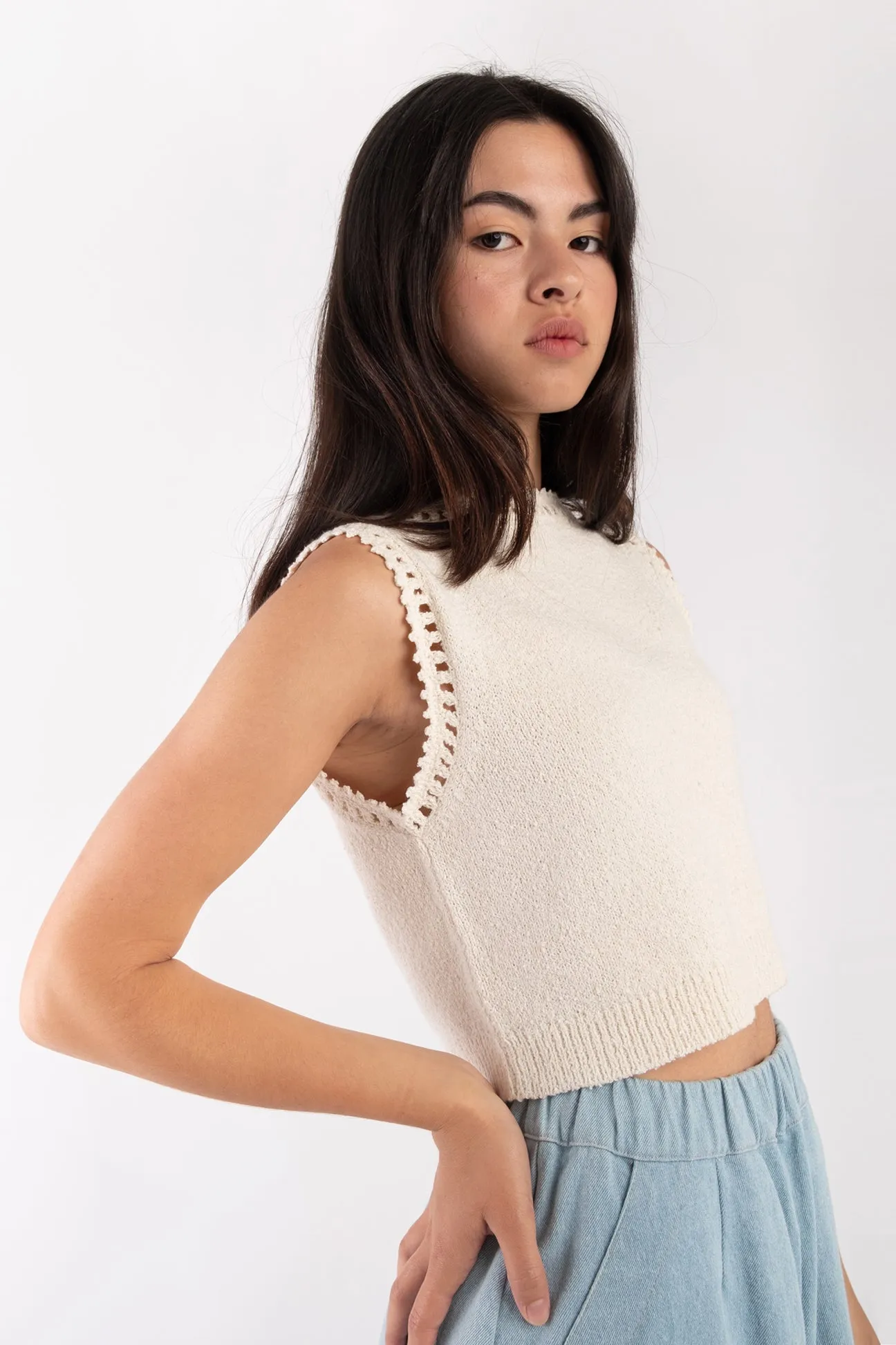 Cream Boucle Tank