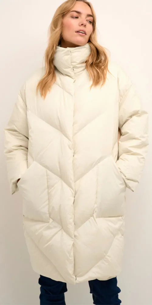 Cream Cocoon Puffer Coat, birch