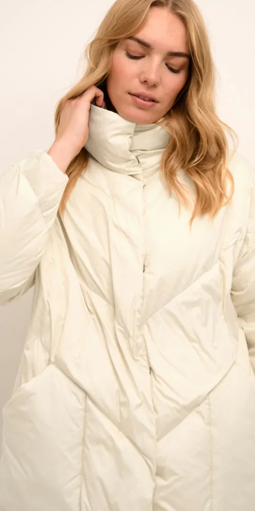 Cream Cocoon Puffer Coat, birch