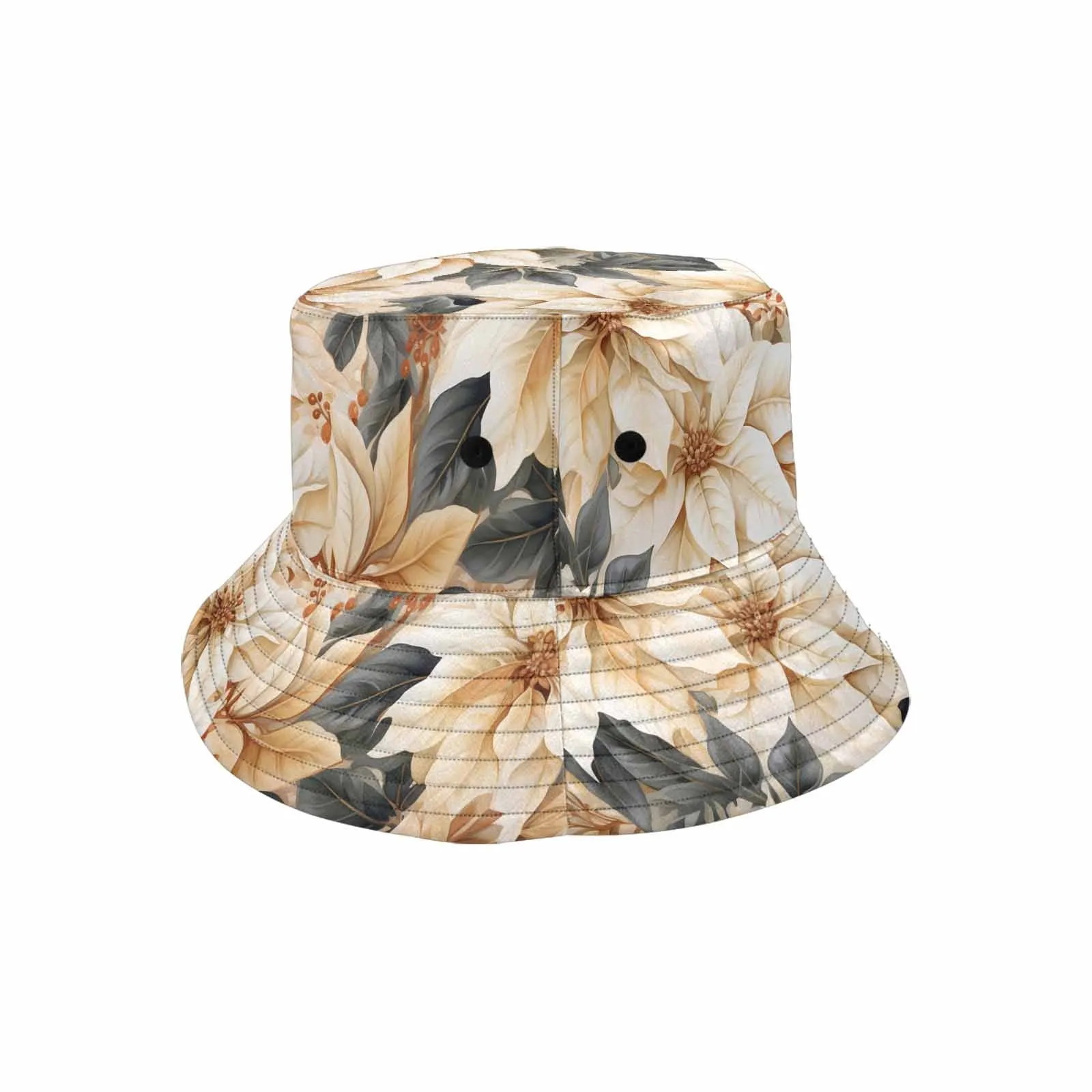 Cream Poinsettia2  Unisex Summer Single-Layer Bucket Hat