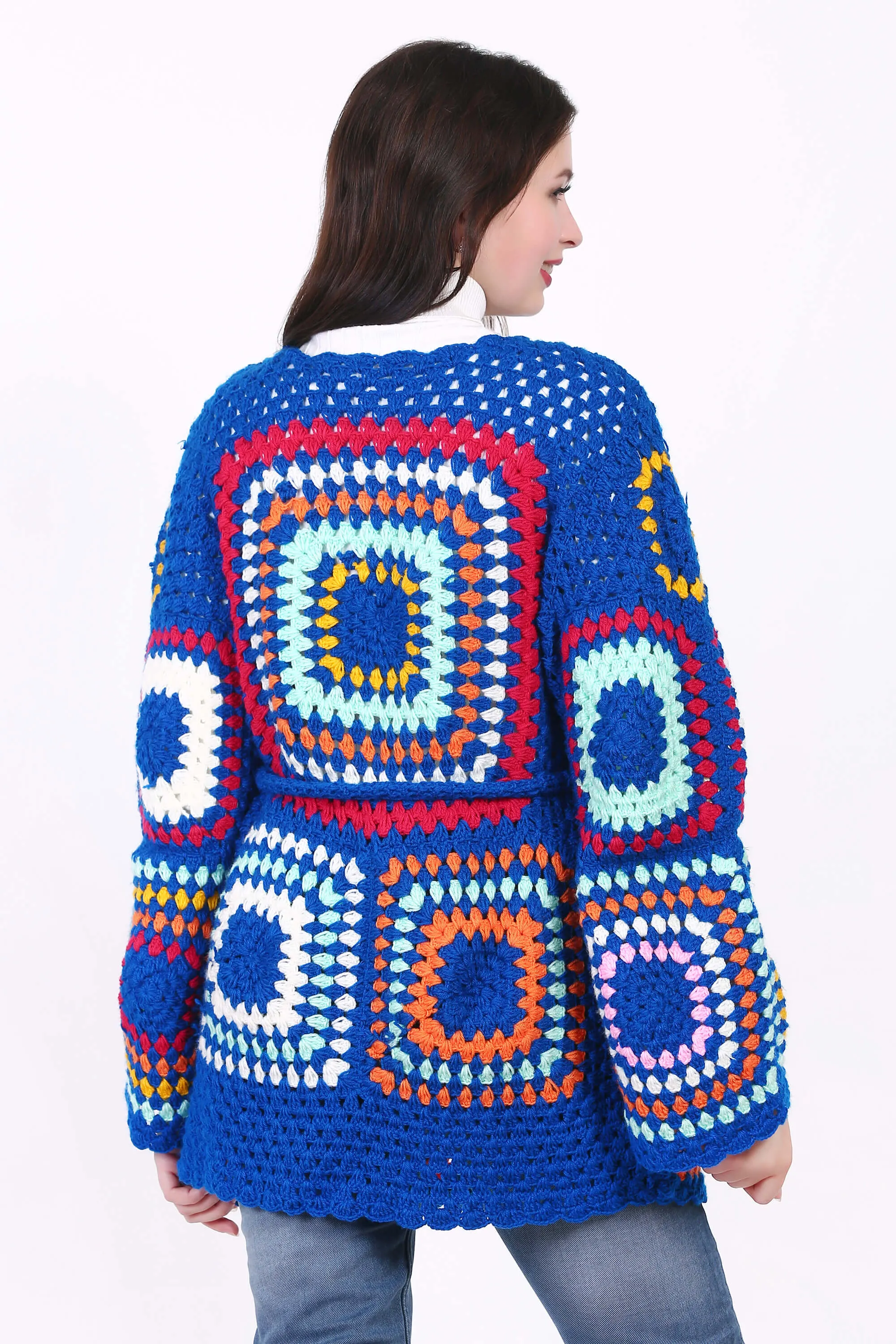 Crochet Crop Jacket Granny Square Sweater