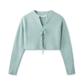 Crop Cardigan In: Seafoam