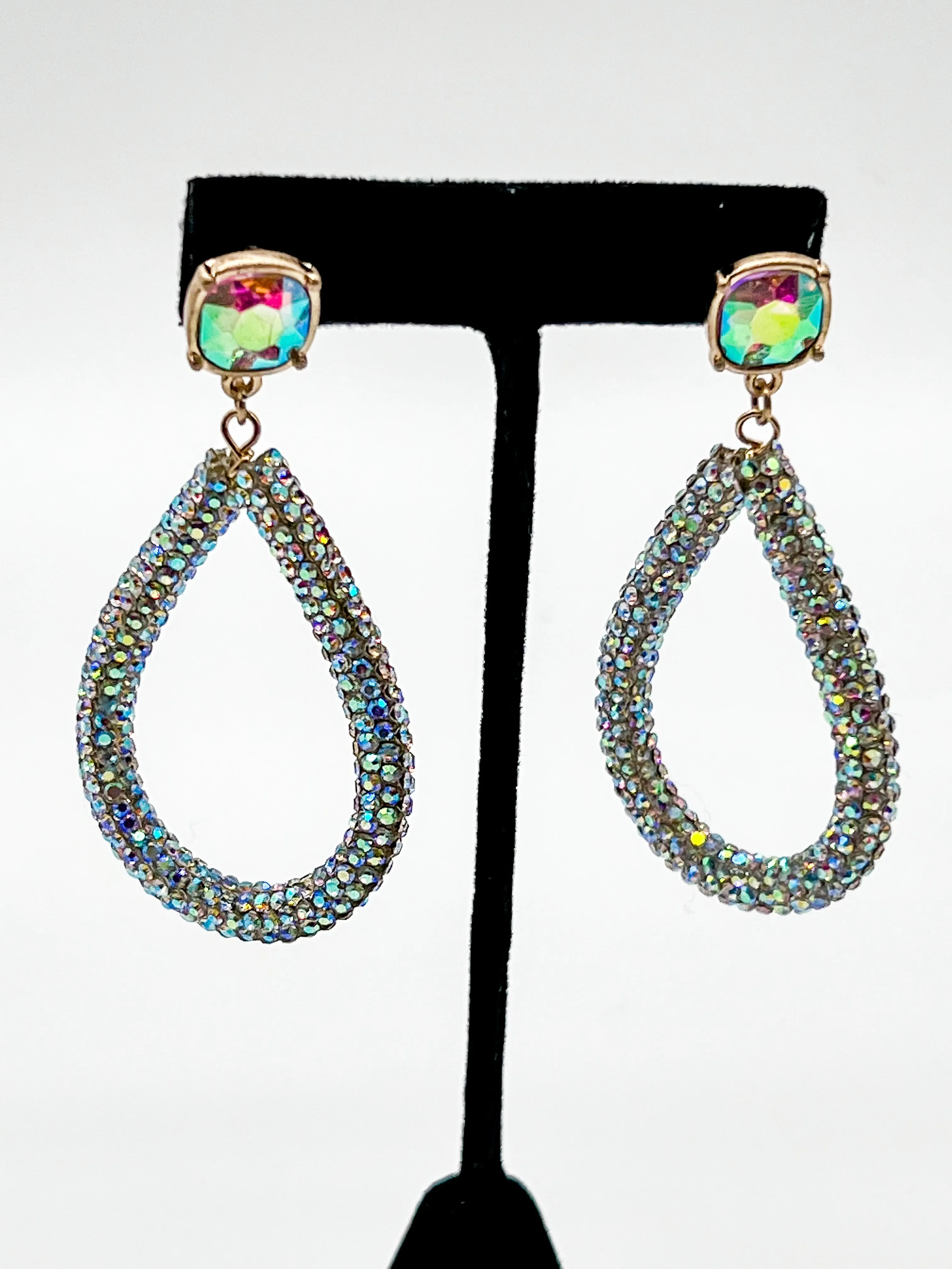 Crystal Rhinestone Teardrop Earrings