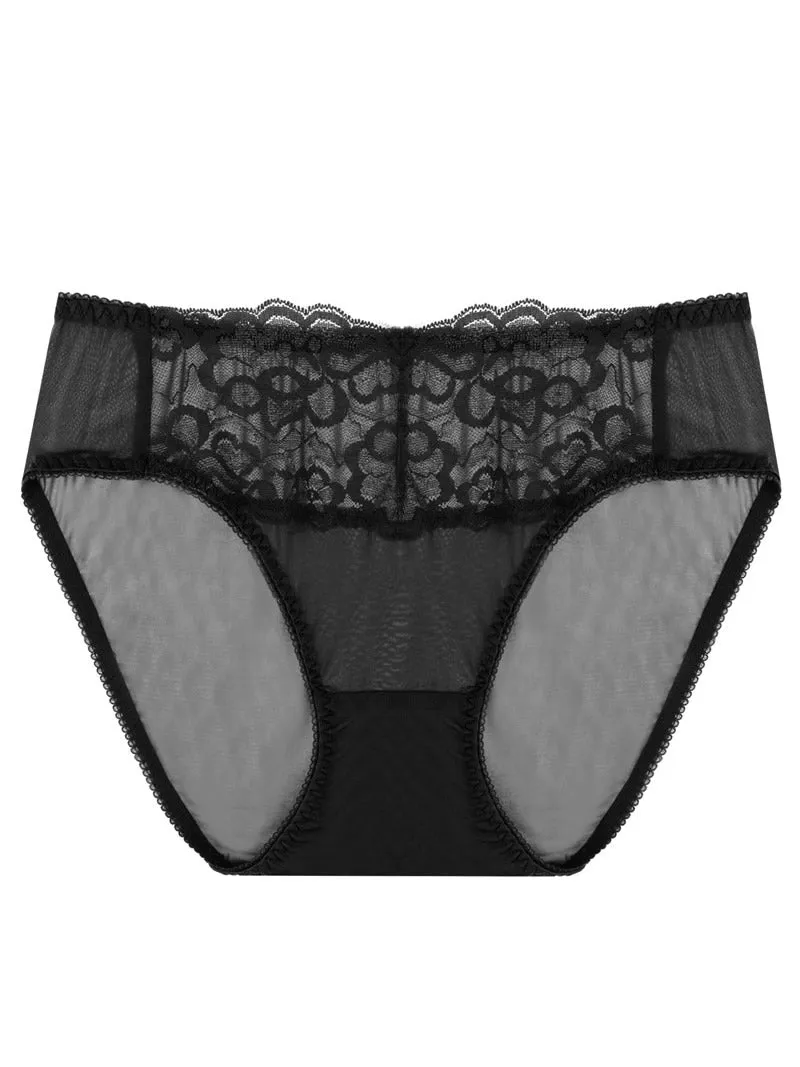 Culotte Tricotée En Soie Taille Basse en Dentelle (Soutien-Gorge NON Inclus)