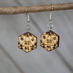 D20 Dungeon & Dragon Dice Dangle Earrings by Cate's Concepts, LLC