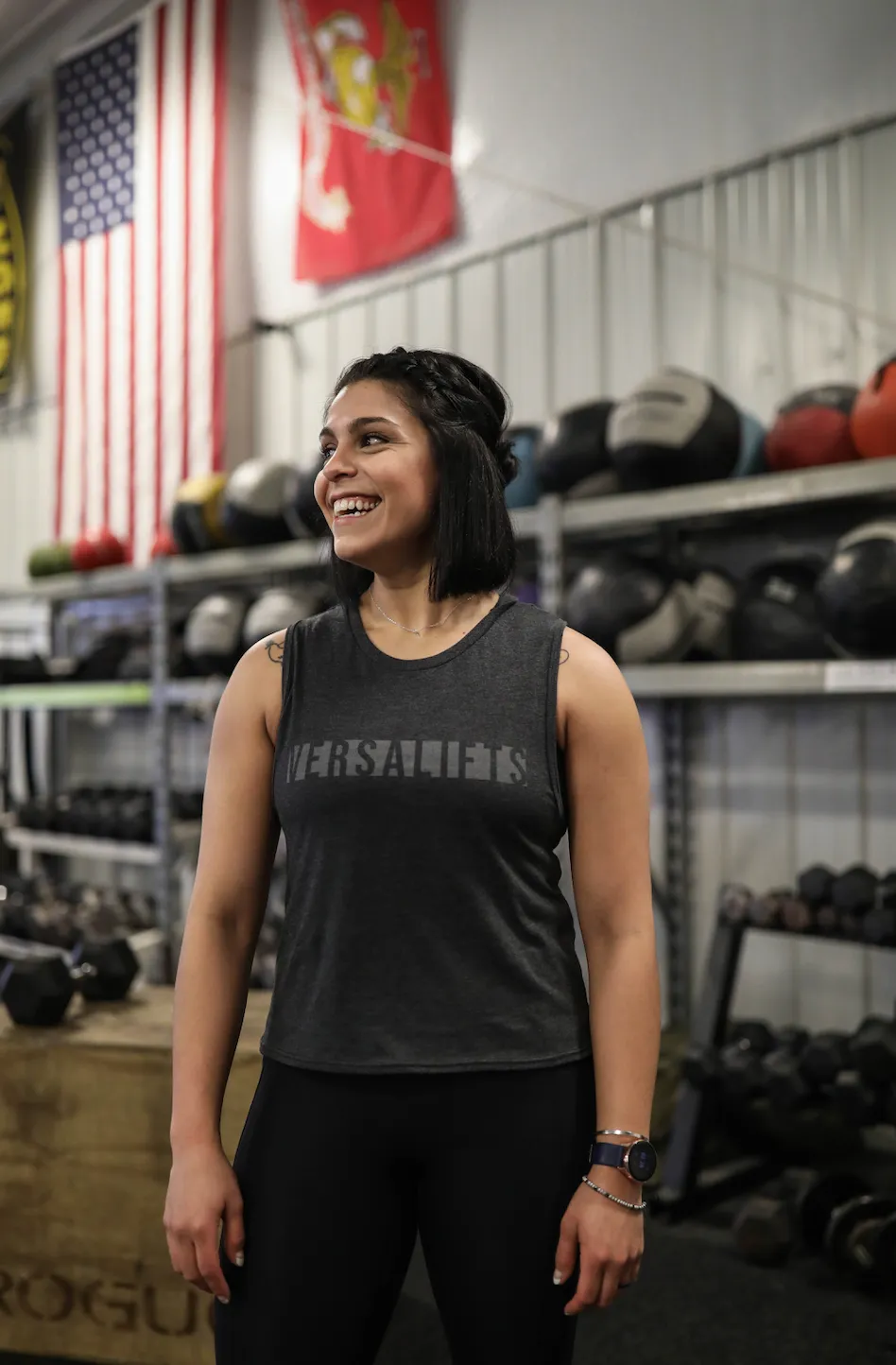 Dark Heather Grey VersaLifts™ crop muscle tank