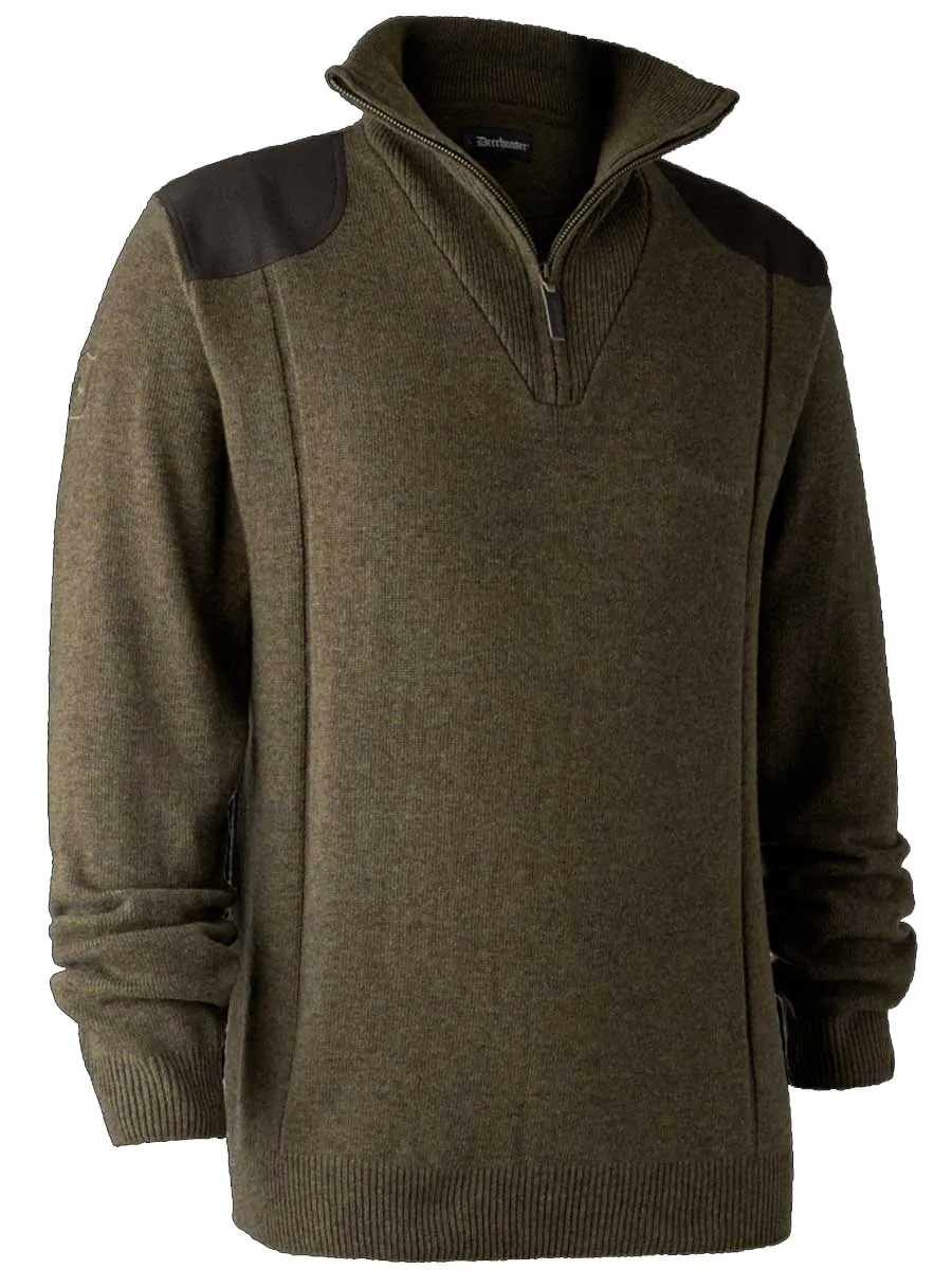 DEERHUNTER Sheffield Knit Zip-Neck Jumper - Mens - Cypress