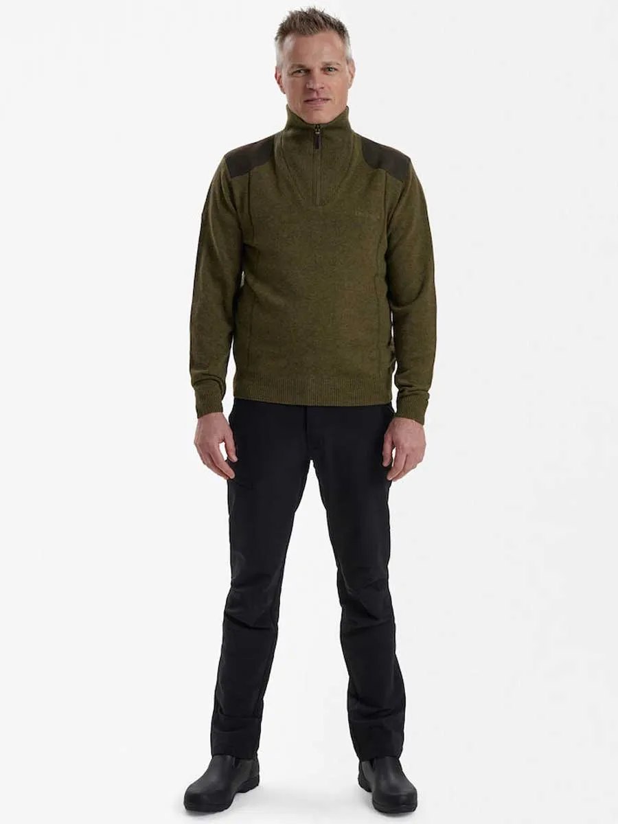 DEERHUNTER Sheffield Knit Zip-Neck Jumper - Mens - Cypress