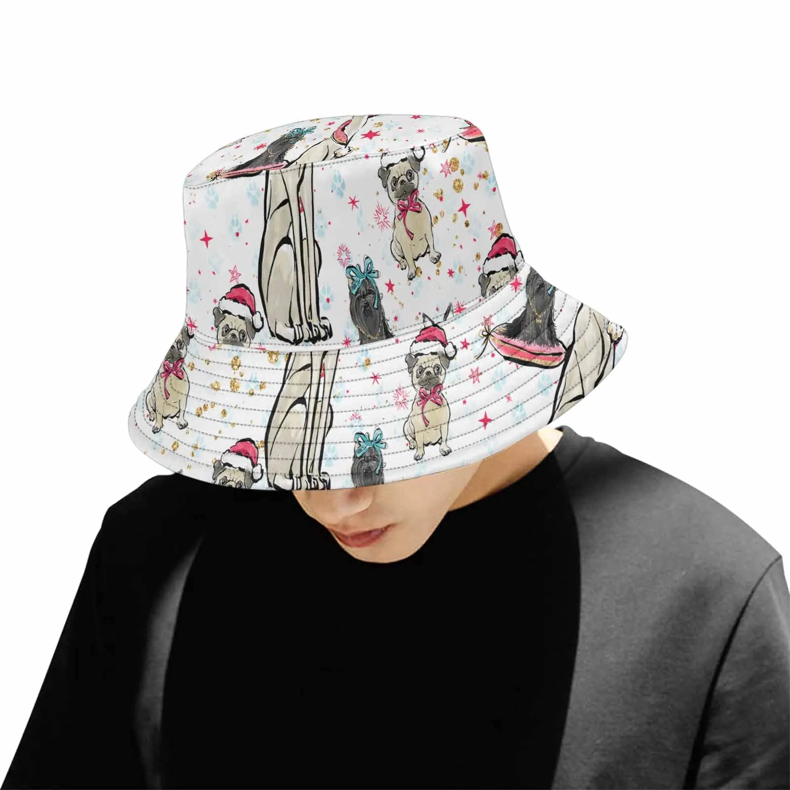 Dog Christmas  Unisex Summer Single-Layer Bucket Hat