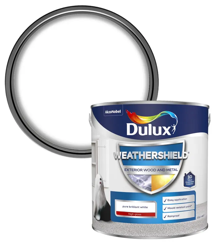 Dulux Weathershield Exterior High Gloss Paint - Pure Brilliant White