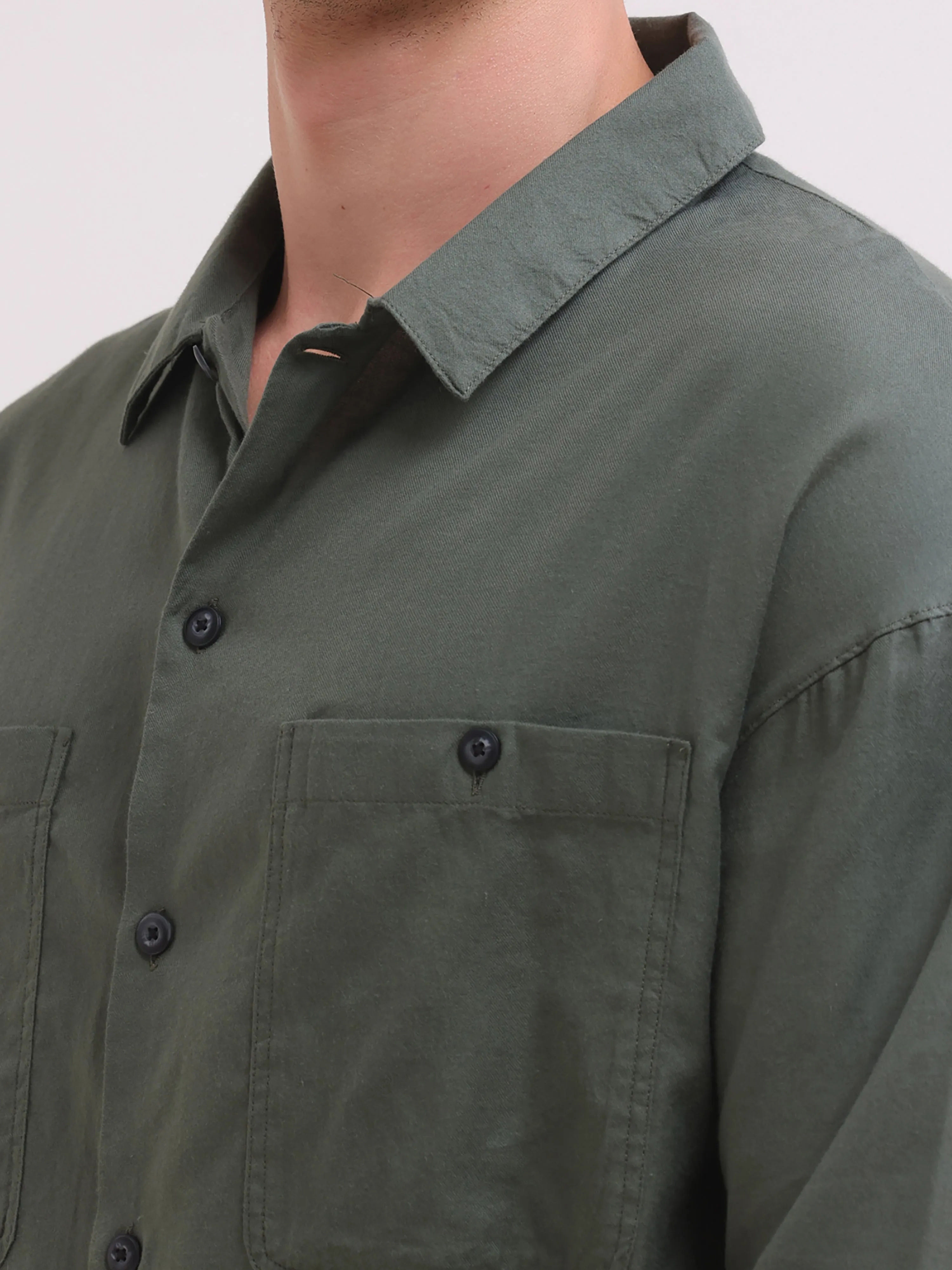 Echo - Single Piece Collar Shirt - Teal Green