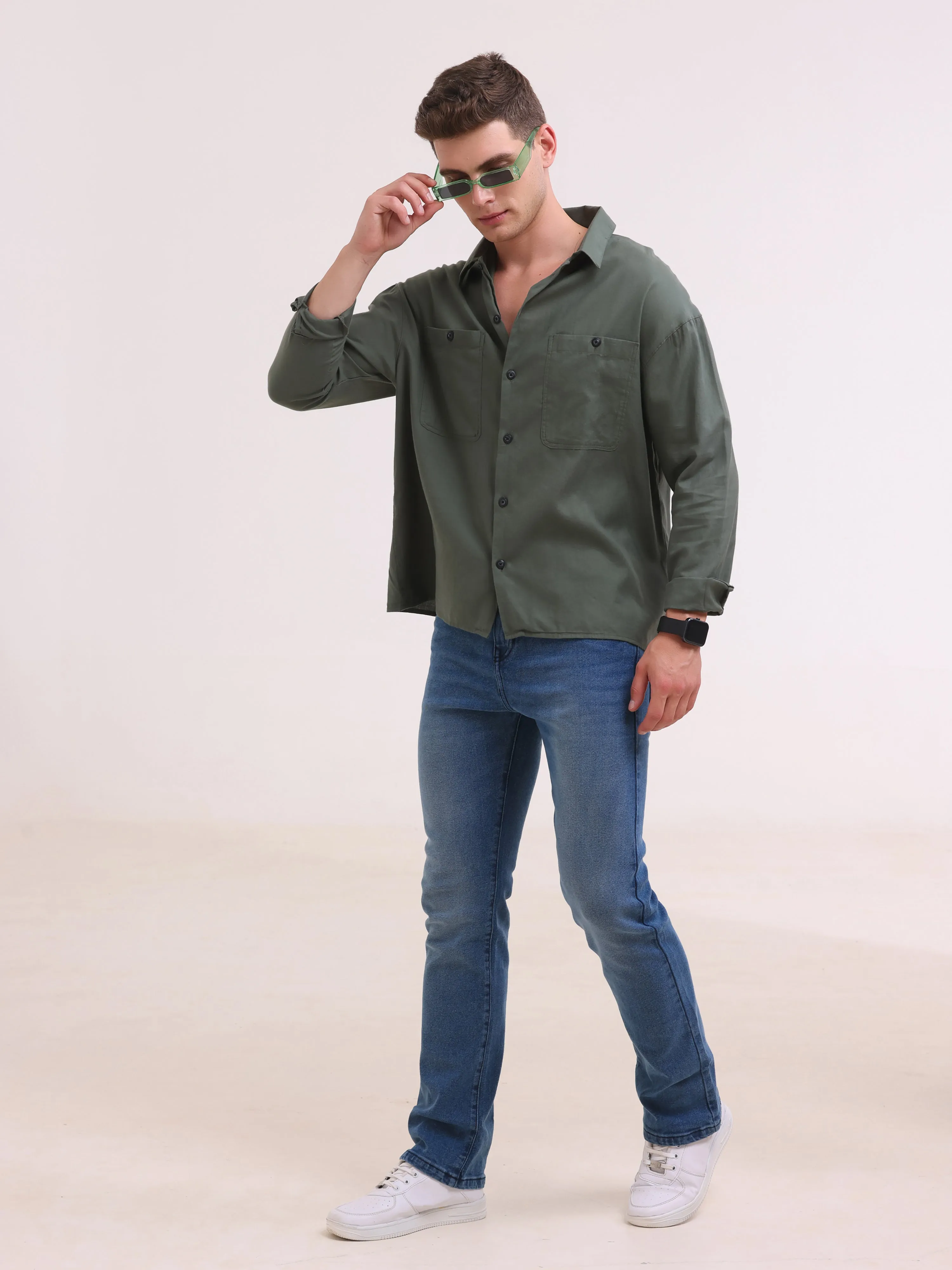 Echo - Single Piece Collar Shirt - Teal Green