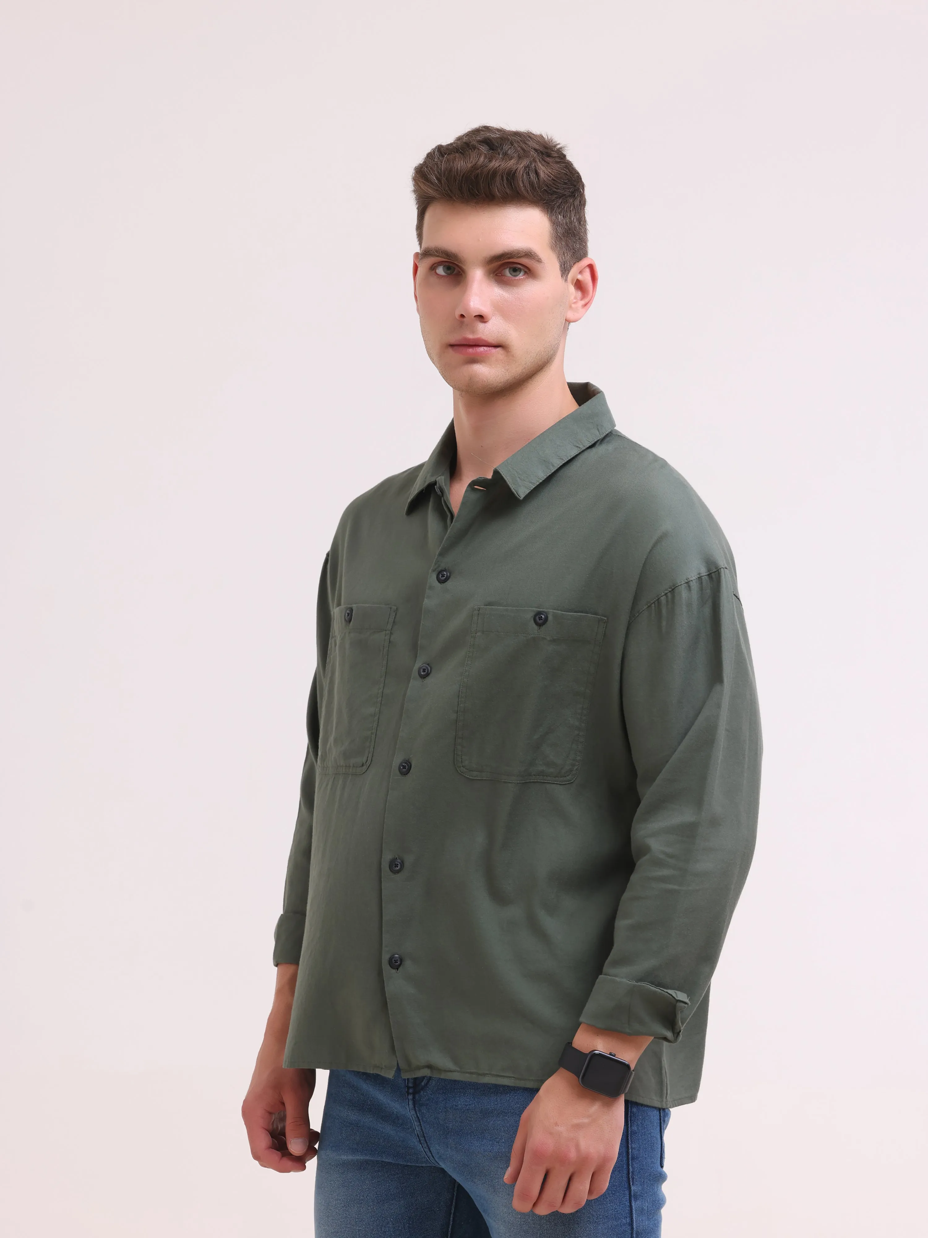 Echo - Single Piece Collar Shirt - Teal Green