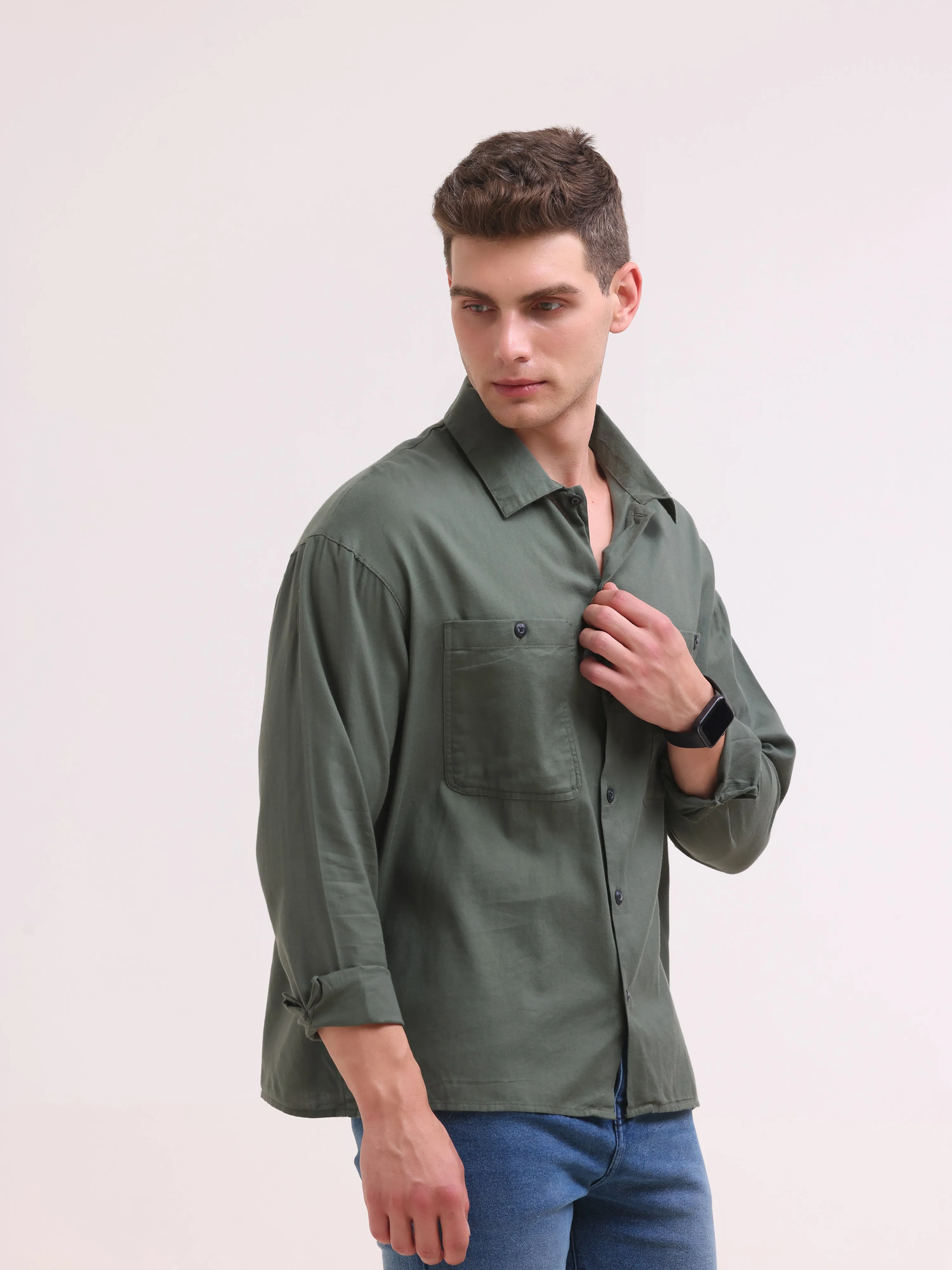 Echo - Single Piece Collar Shirt - Teal Green