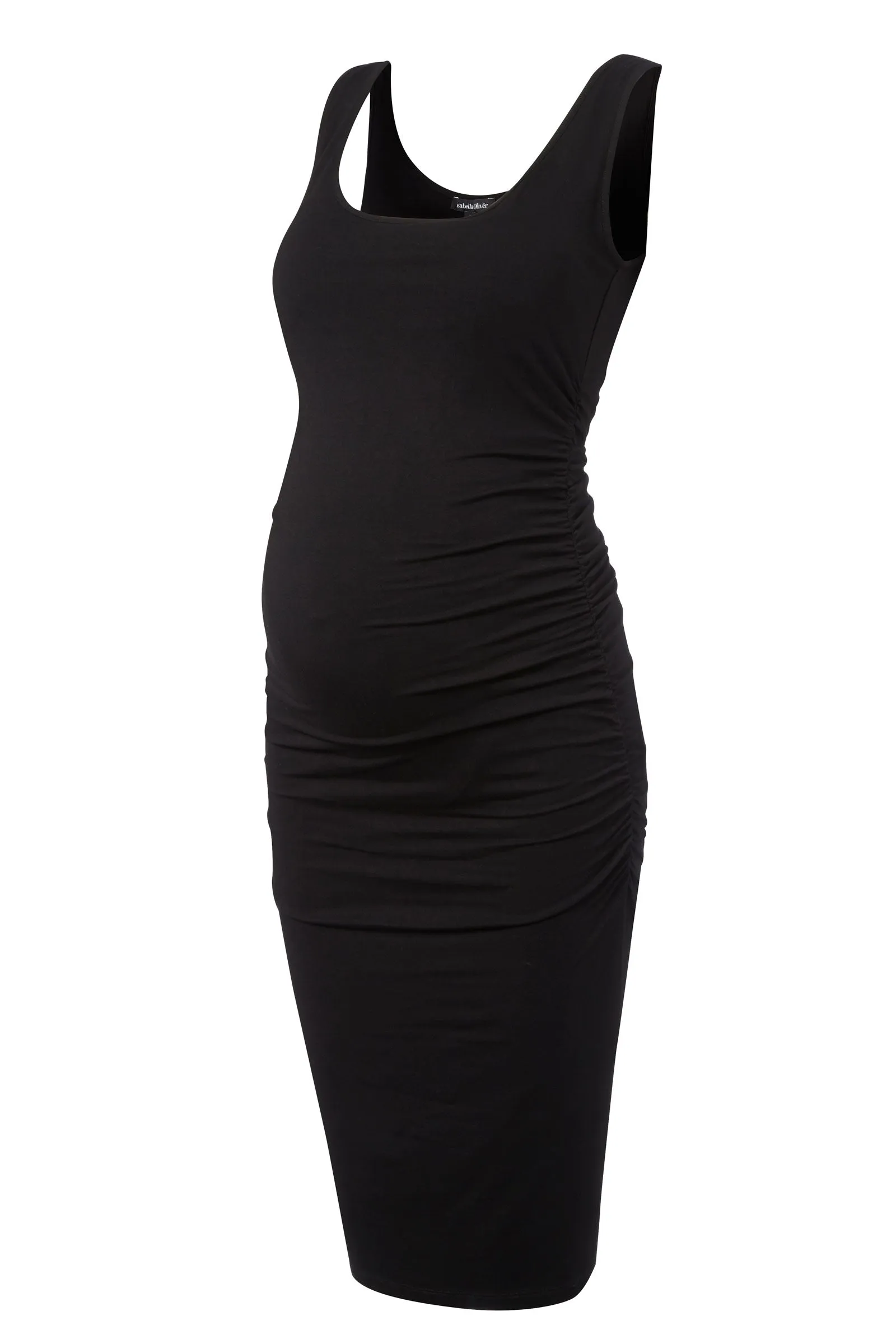 Elis Ruched Tank Maternity & Nursing Dress In Caviar