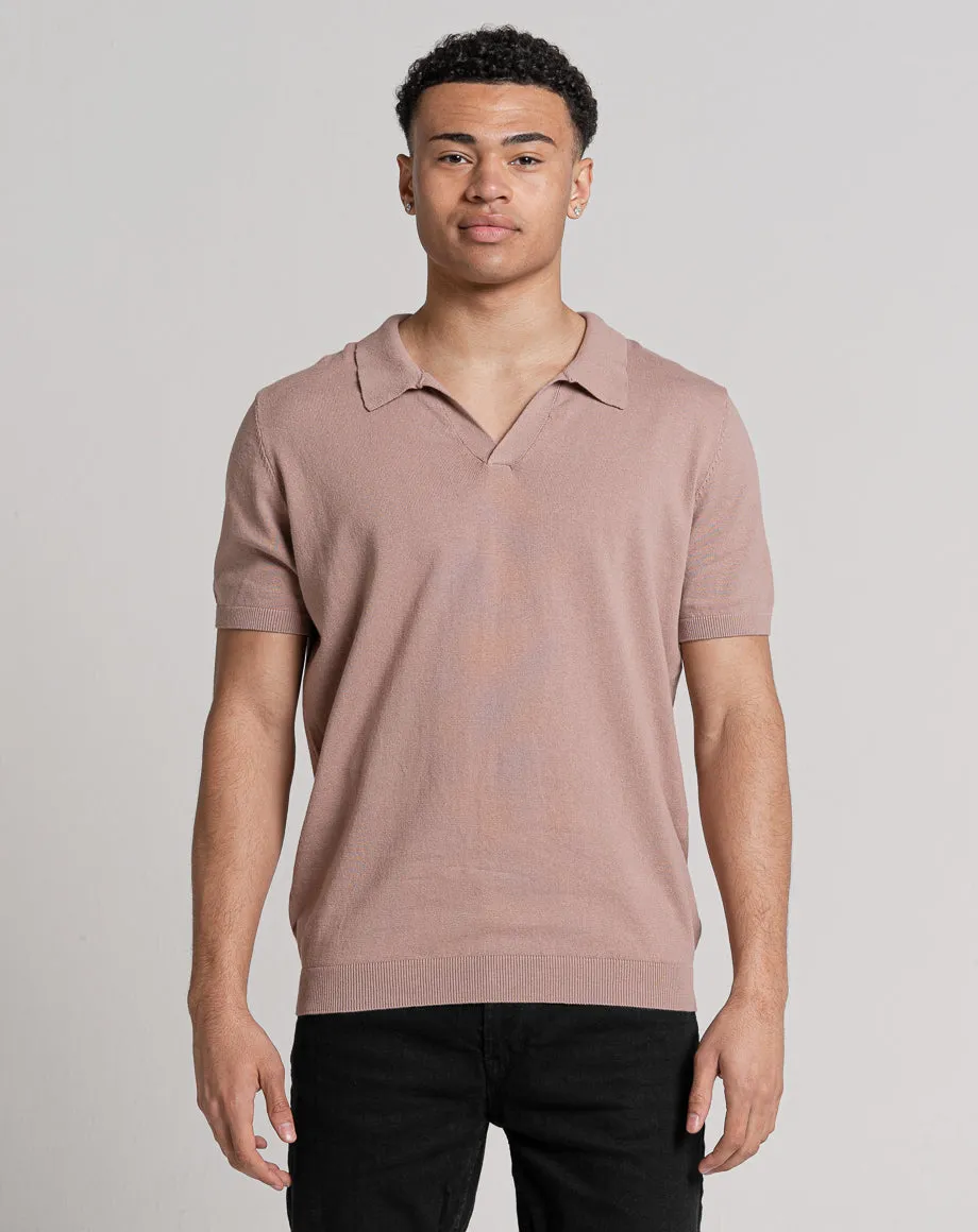 ESSENTIAL SHORT SLEEVE OPEN COLLAR POLO | PINK