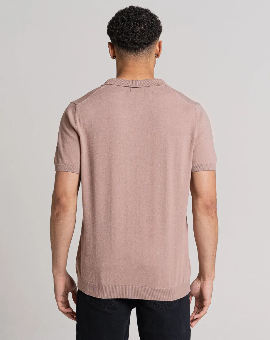 ESSENTIAL SHORT SLEEVE OPEN COLLAR POLO | PINK