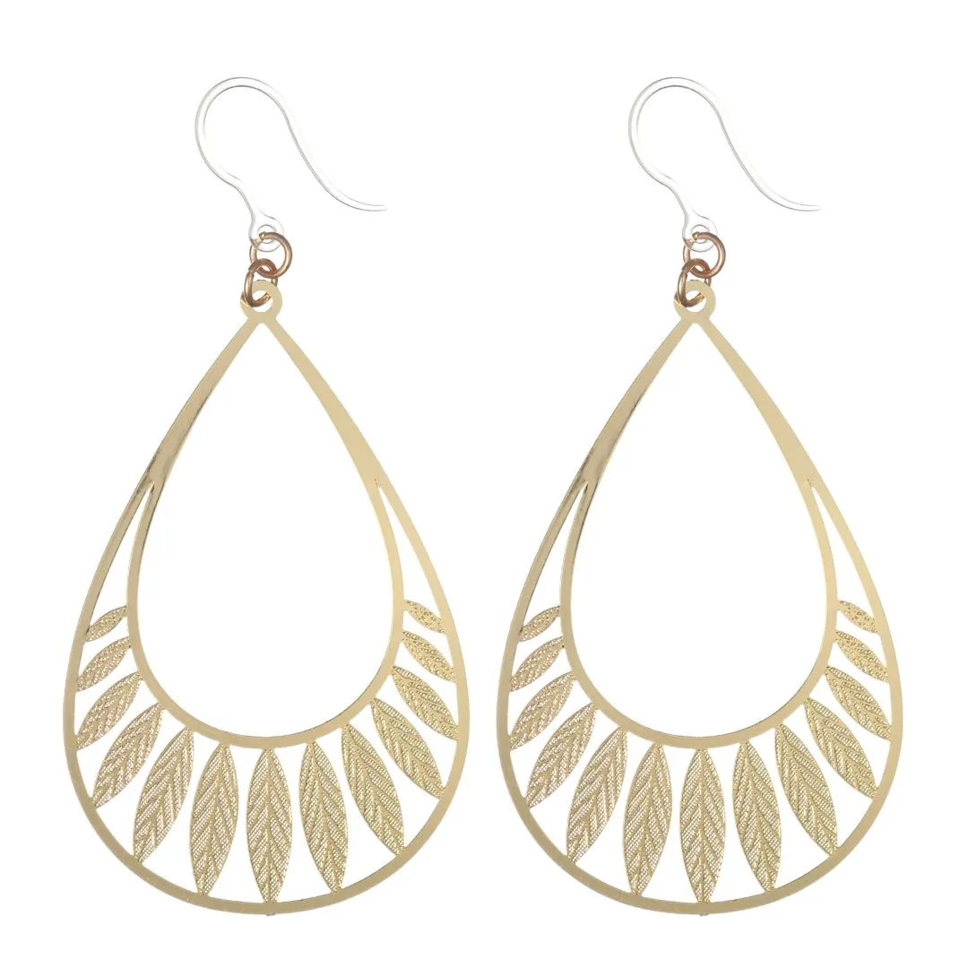 Feathered Water Drop Dangles Hypoallergenic Earrings for Sensitive Ears Made with Plastic Posts