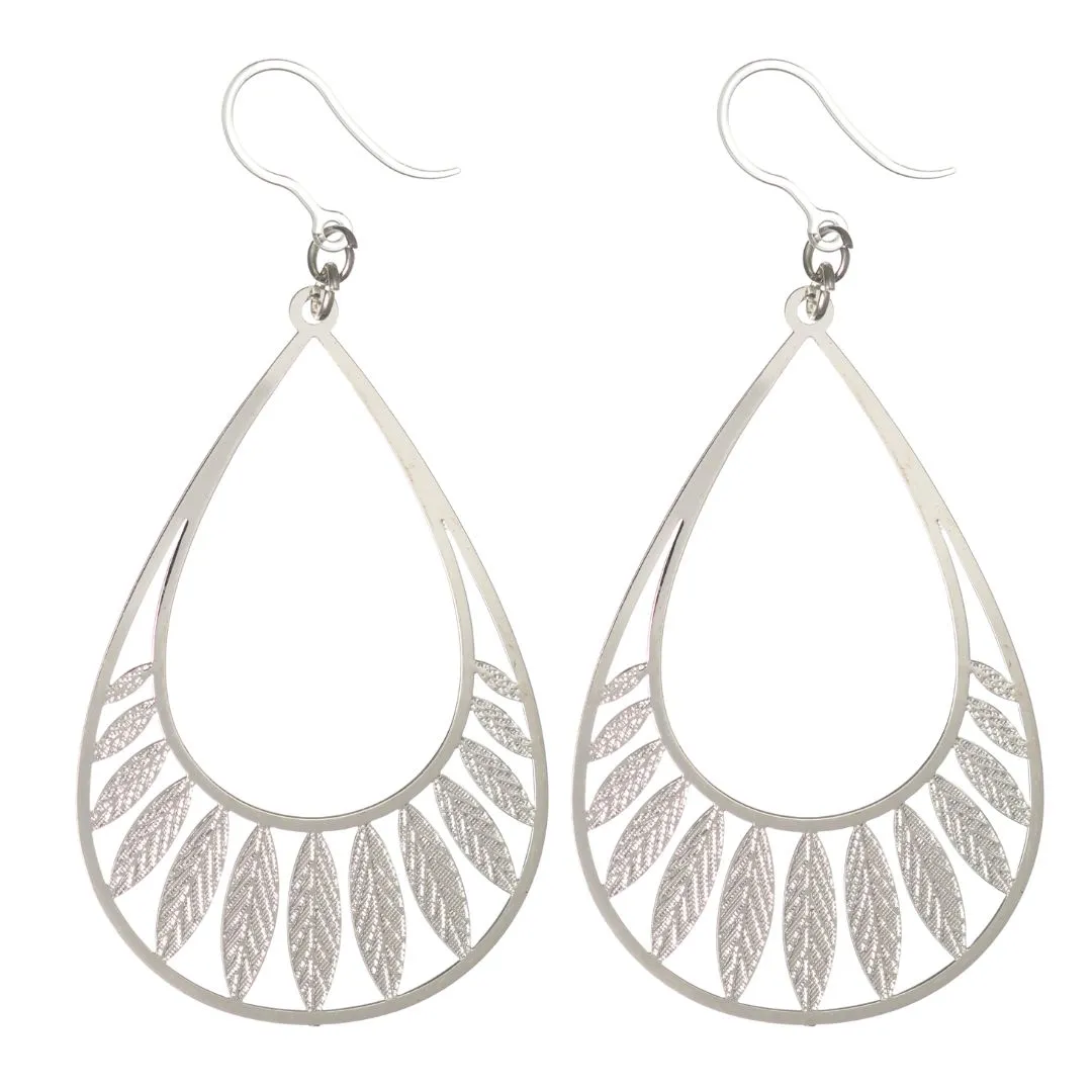 Feathered Water Drop Dangles Hypoallergenic Earrings for Sensitive Ears Made with Plastic Posts