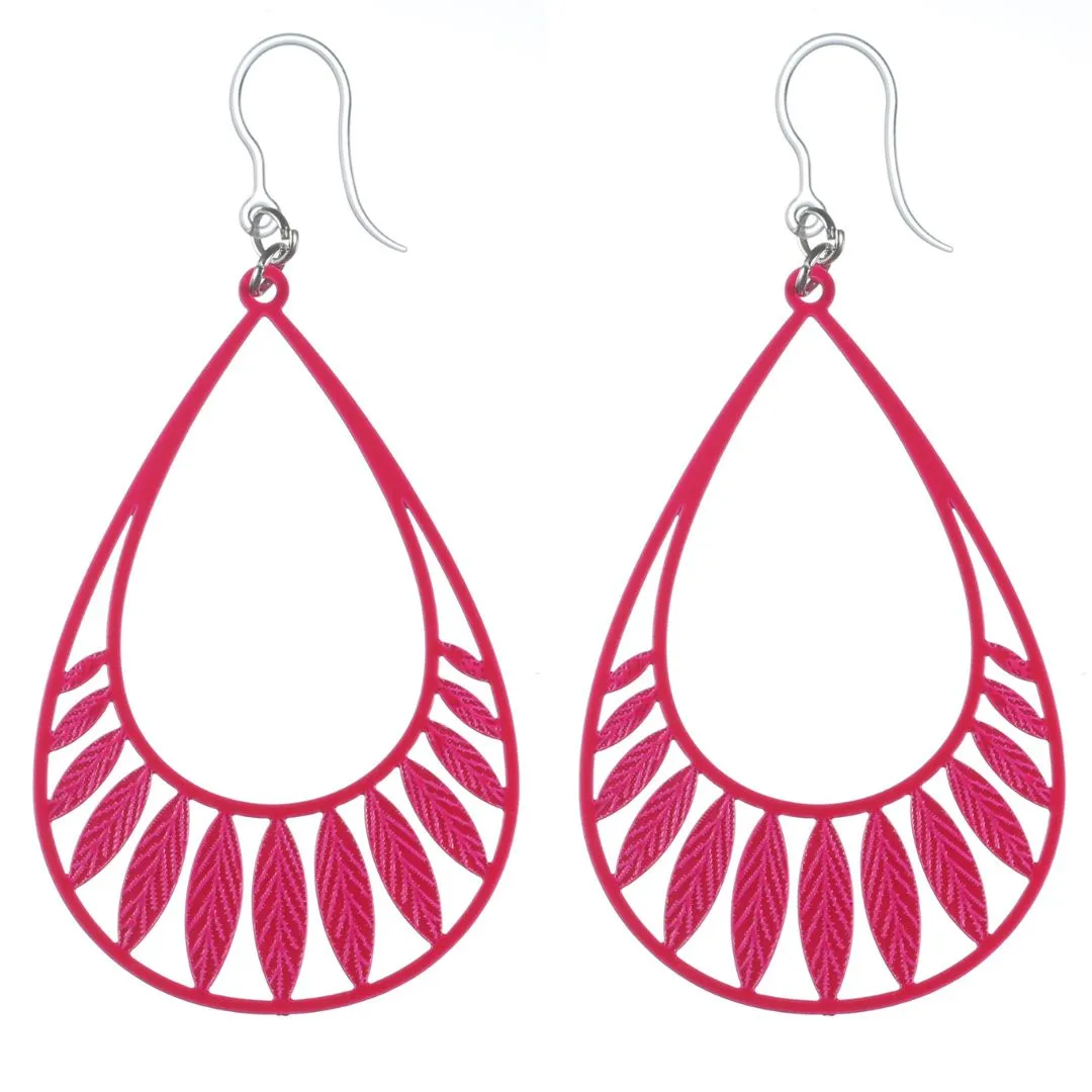 Feathered Water Drop Dangles Hypoallergenic Earrings for Sensitive Ears Made with Plastic Posts