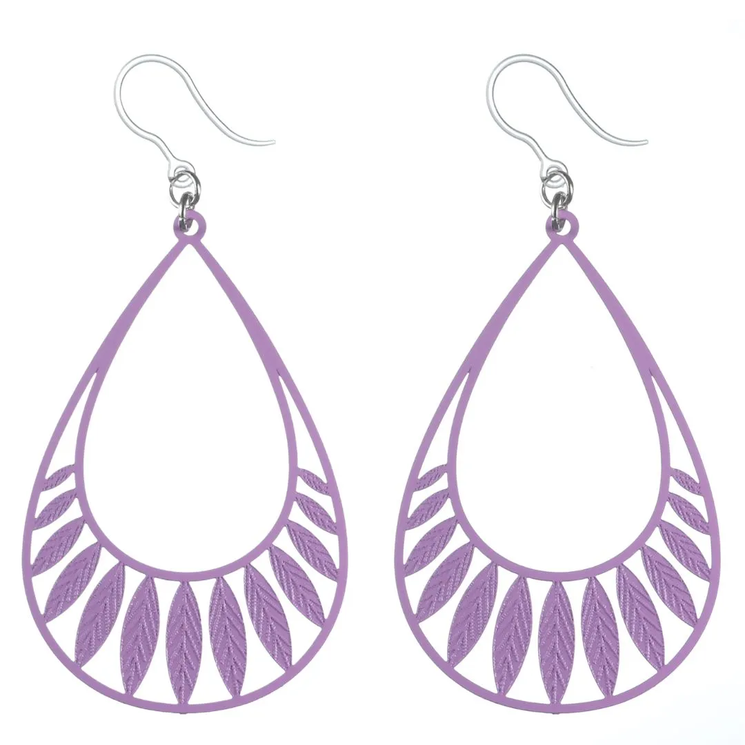 Feathered Water Drop Dangles Hypoallergenic Earrings for Sensitive Ears Made with Plastic Posts