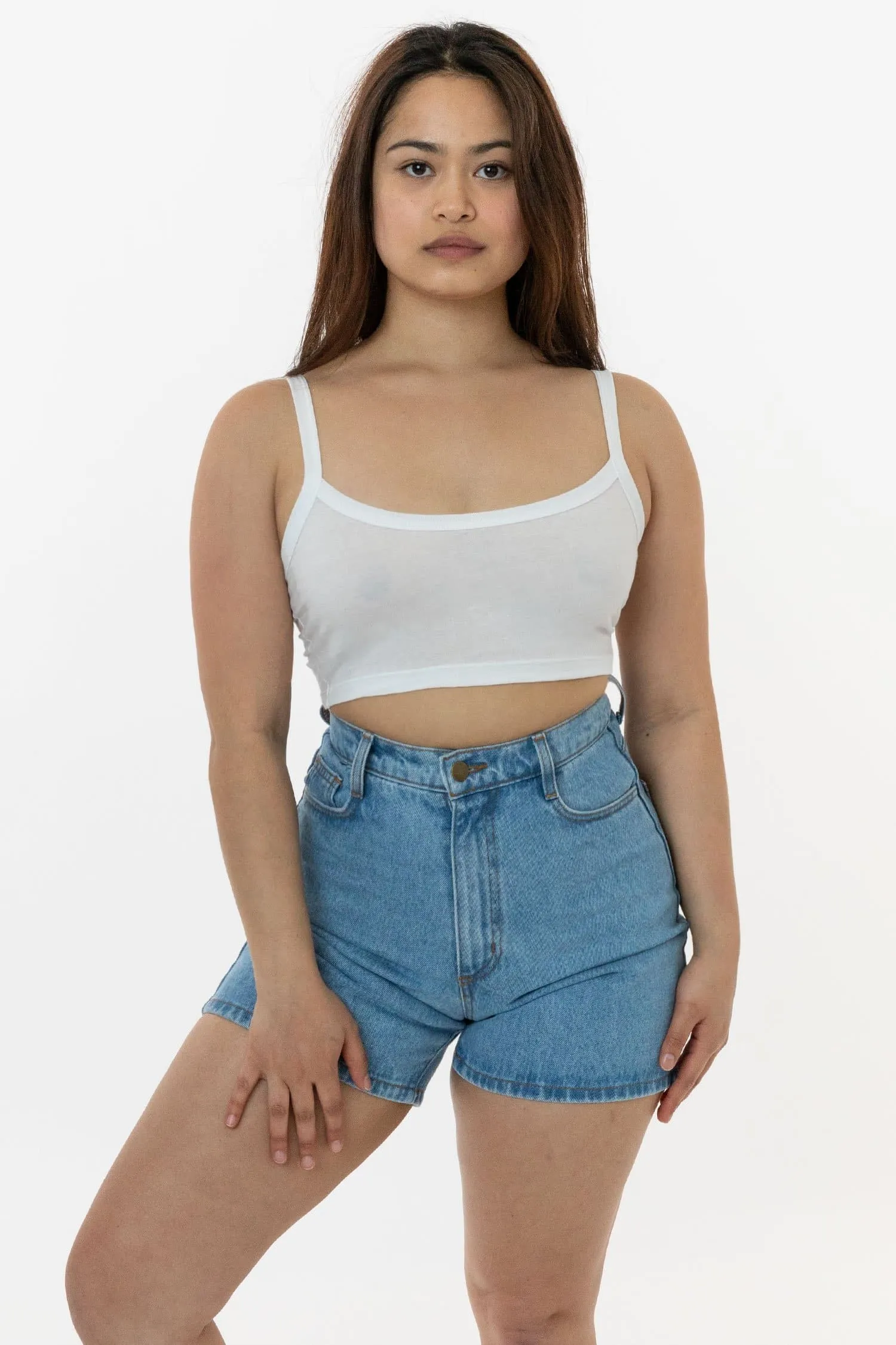 FF016 - Poly Cotton Cropped Spaghetti Tank Top