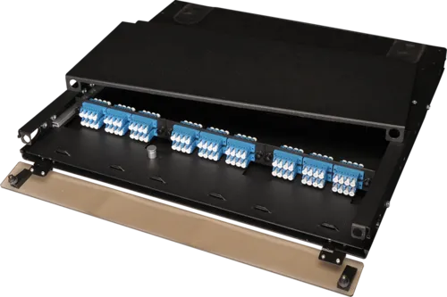 Fiber Patch and Splice Panel, High Density, Slide-Out, 1U, 3 Adapter Panel Capacity