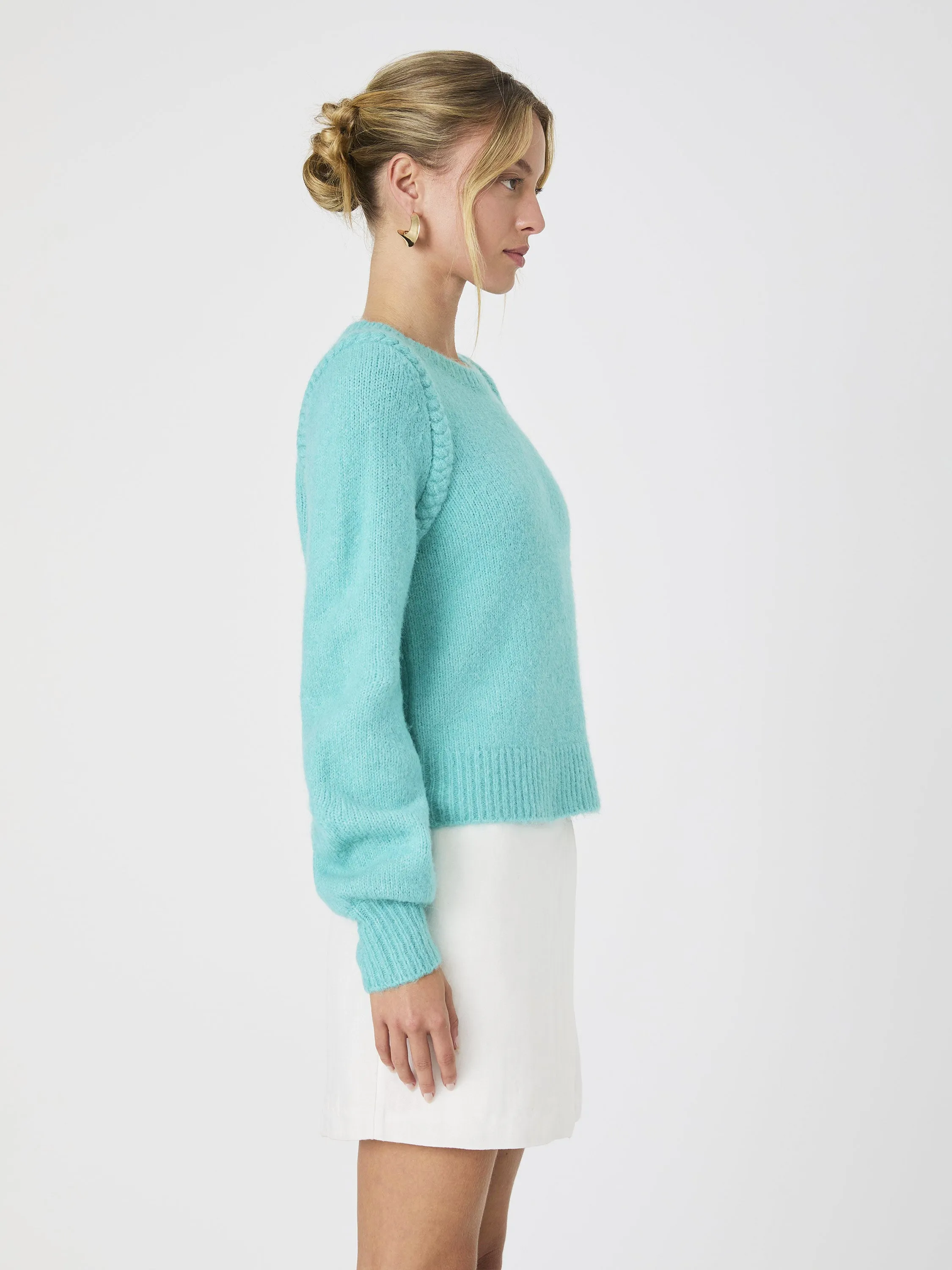 Fluffy Knit Braided Detail Sweater