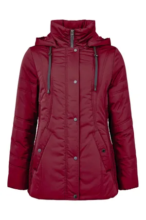 Fransden Wine Quilted Jacket with detachable hood 935