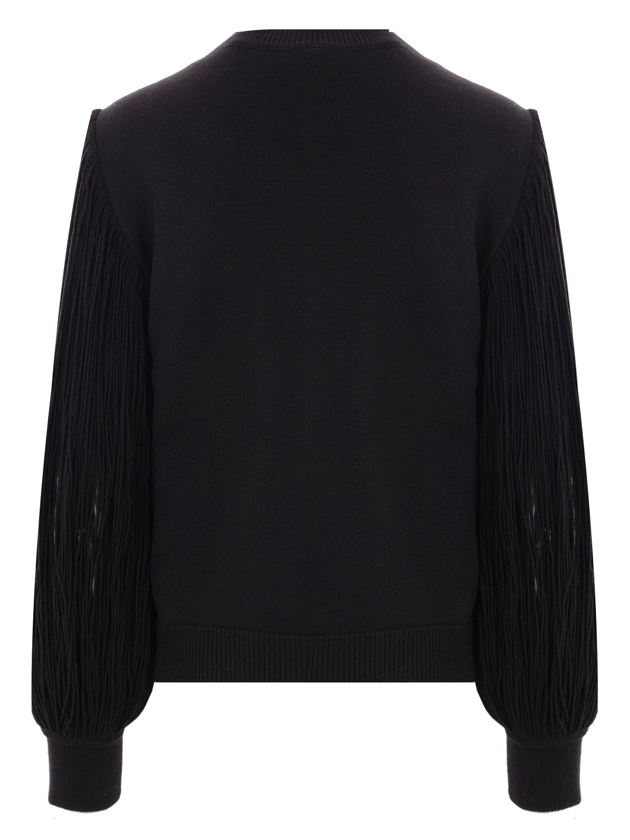 Fringed-Sleeve Knit Jumper