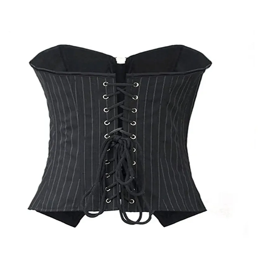 Funki Buys | Lingerie | Women's Black Pin Striped Zip Up Corset