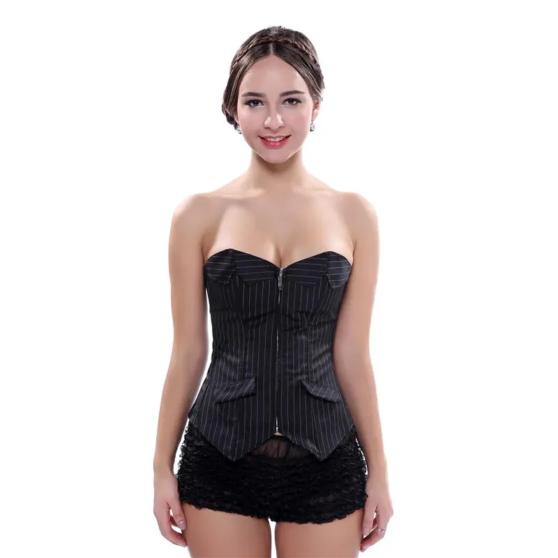 Funki Buys | Lingerie | Women's Black Pin Striped Zip Up Corset