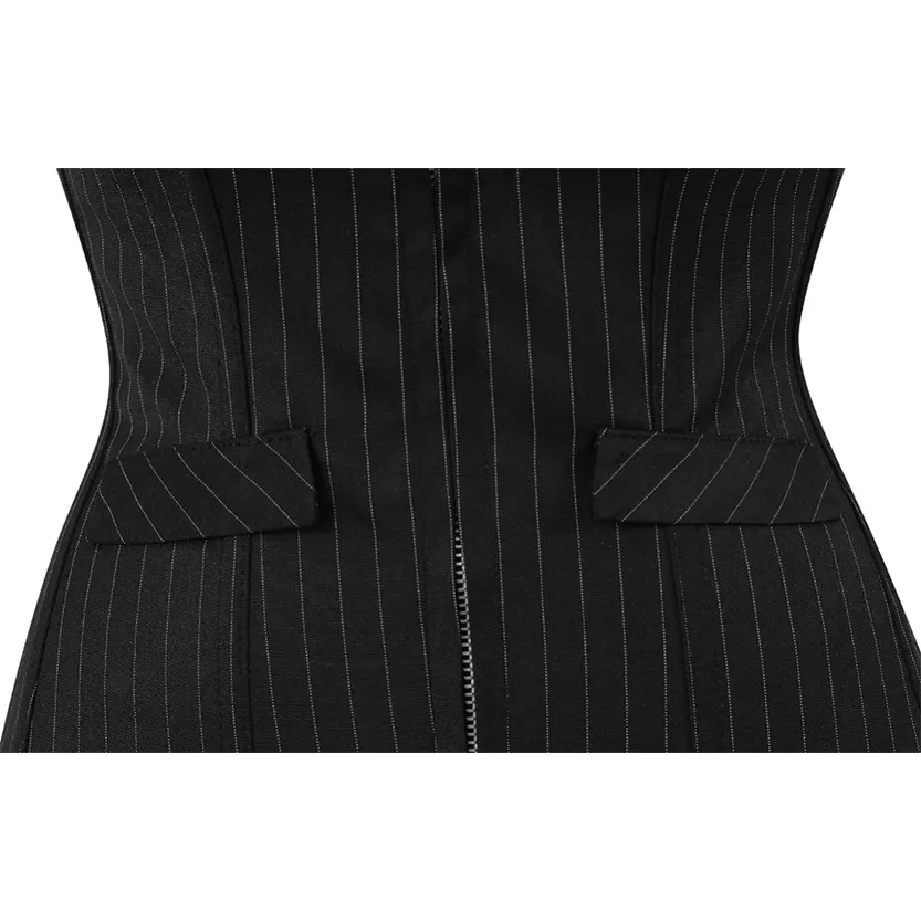 Funki Buys | Lingerie | Women's Black Pin Striped Zip Up Corset