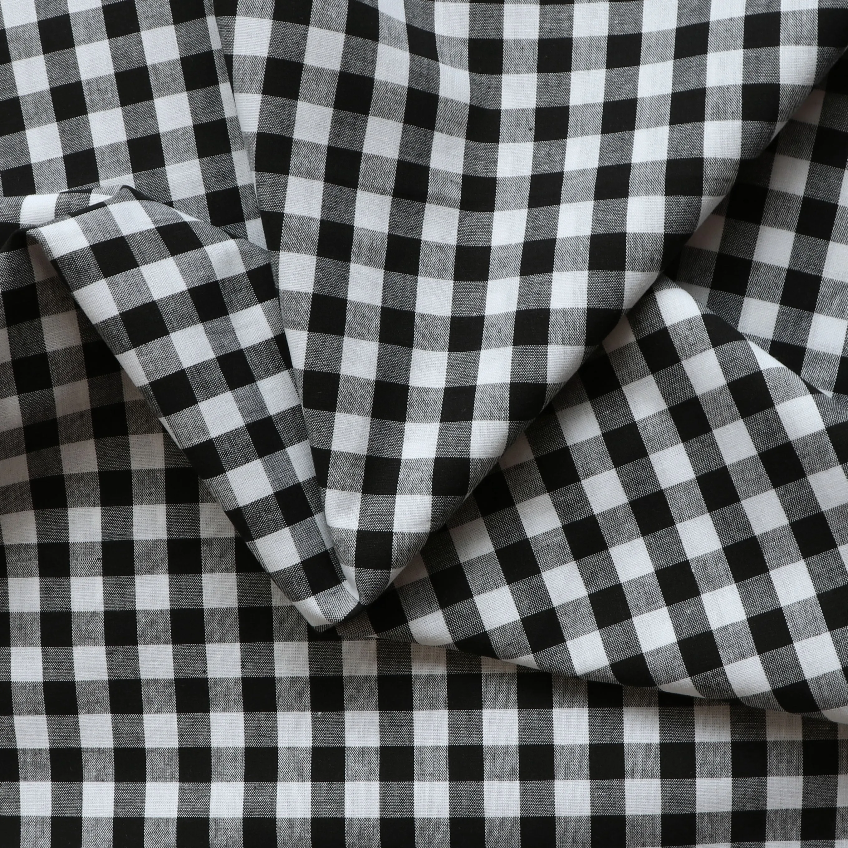 Gingham Yarn Dyed Cotton - Black - END OF BOLT 76cm