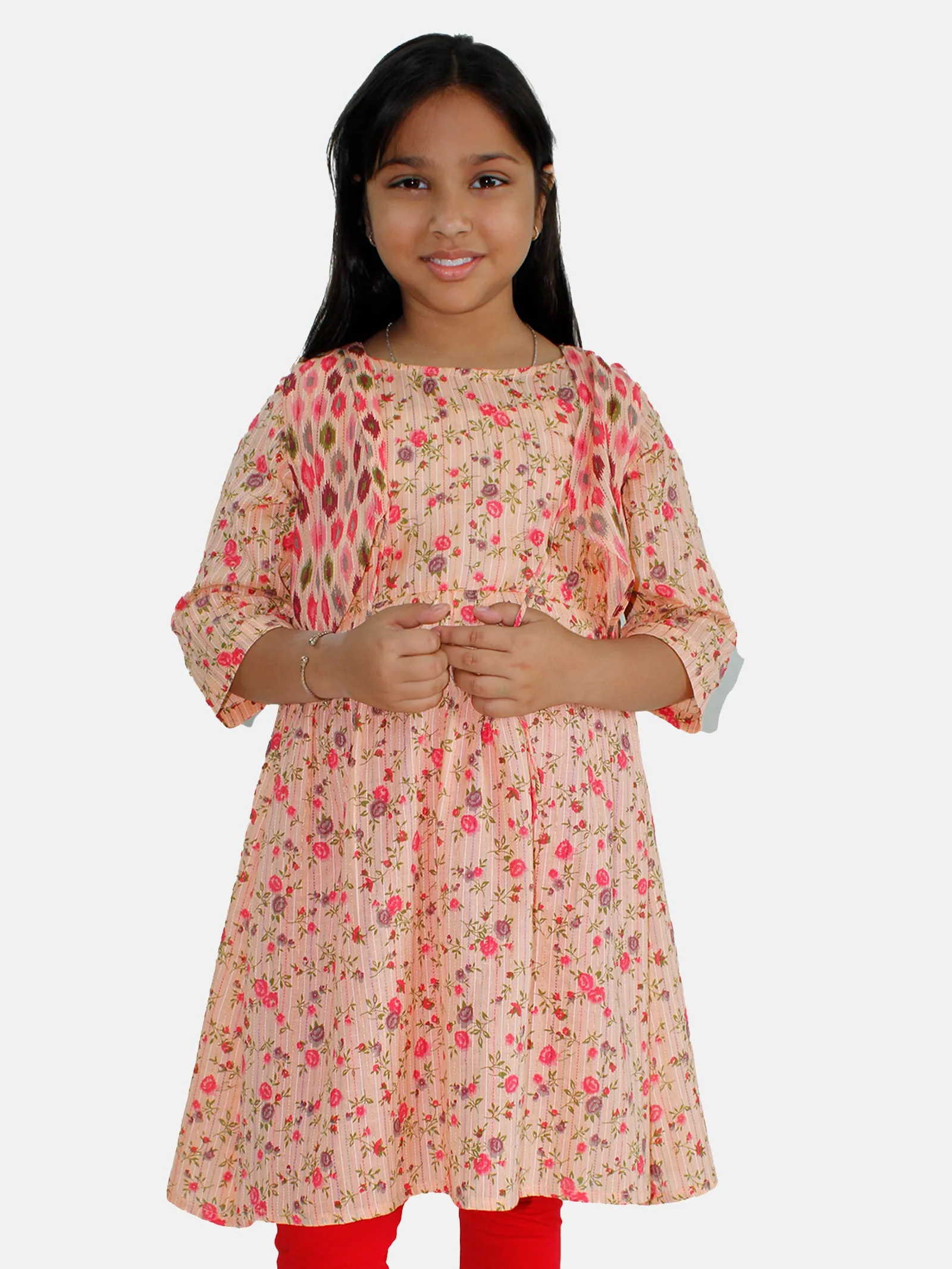 Girls Anarkali Kurta And Crop Shrug Set